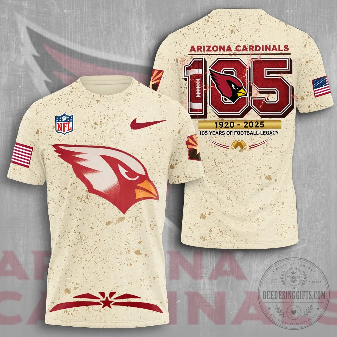 Arizona Cardinals 105 Years Anniversary Football Legacy T-Shirt 1 Arizona Cardinals 105 Years Anniversary Football Legacy T-Shirt