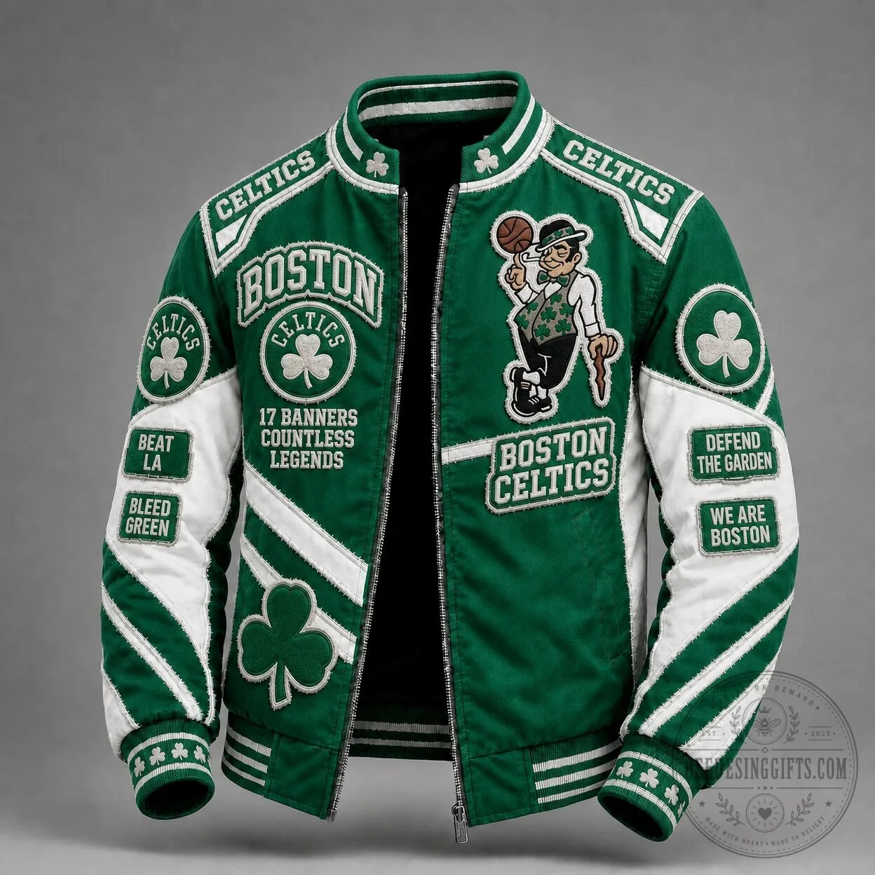 Boston Celtics Lucky The Leprechaun NBA Basketball Bomber Jacket