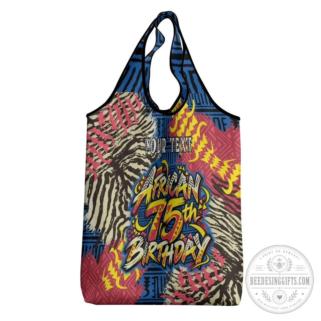 Personalized African 75th Birthday Tribal Pattern Reusable Grocery Bag 13 Personalized African 75th Birthday Tribal Pattern Reusable Grocery Bag