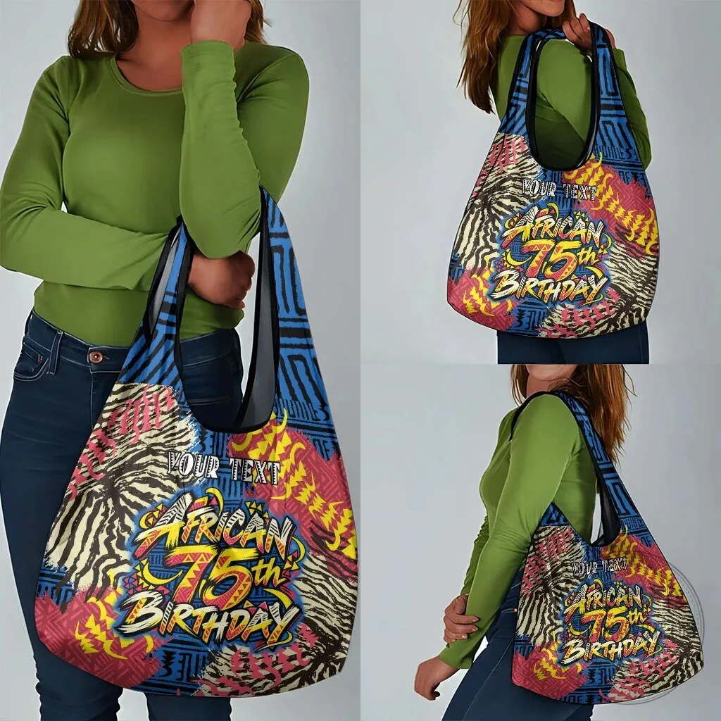 Personalized African 75th Birthday Tribal Pattern Reusable Grocery Bag 17 Personalized African 75th Birthday Tribal Pattern Reusable Grocery Bag