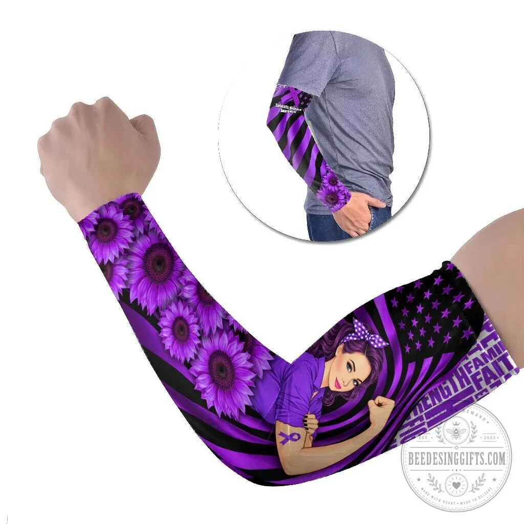 Domestic Violence Awareness Purple Ribbon Sunflower Strong Woman Arm Sleeves 6 Domestic Violence Awareness Purple Ribbon Sunflower Strong Woman Arm Sleeves
