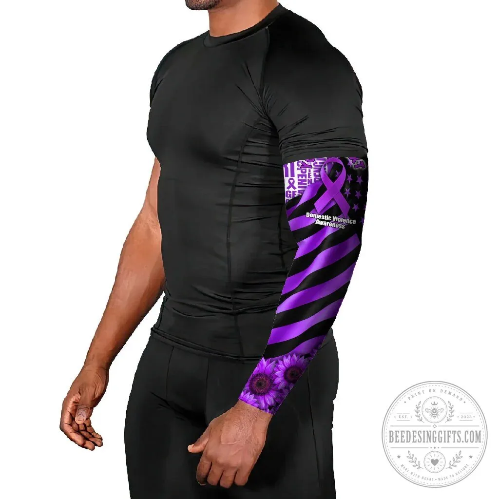 Domestic Violence Awareness Purple Ribbon Sunflower Strong Woman Arm Sleeves 11 Domestic Violence Awareness Purple Ribbon Sunflower Strong Woman Arm Sleeves