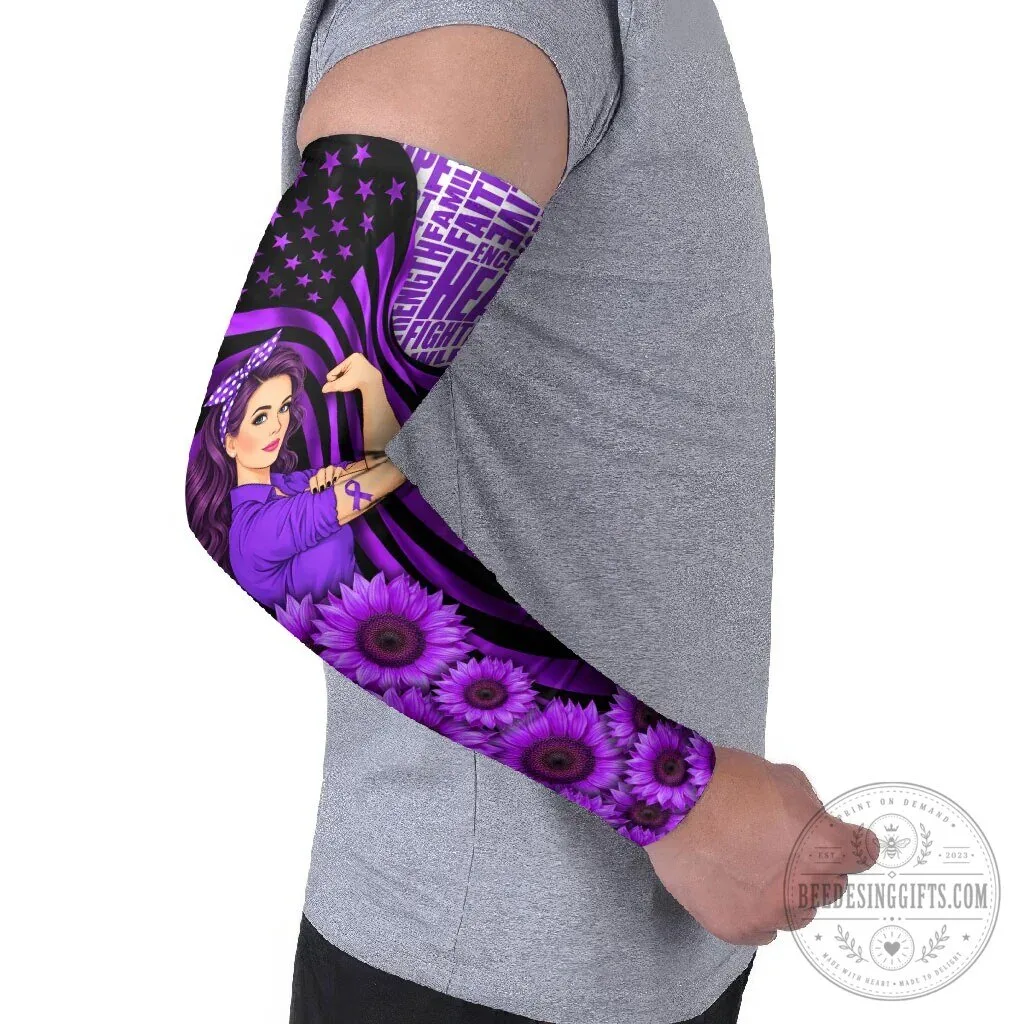 Domestic Violence Awareness Purple Ribbon Sunflower Strong Woman Arm Sleeves 12 Domestic Violence Awareness Purple Ribbon Sunflower Strong Woman Arm Sleeves