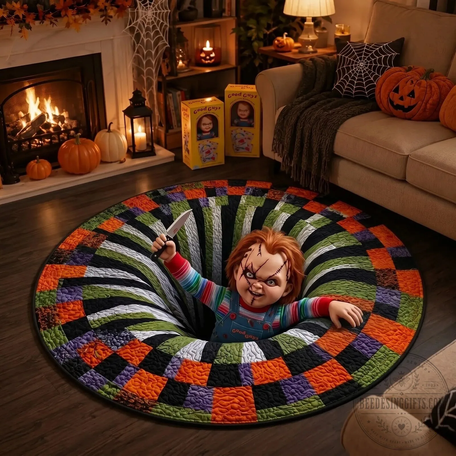 Chucky Good Guys Doll Horror Movie Halloween Round Area Rug 5 Chucky Good Guys Doll Horror Movie Halloween Round Area Rug