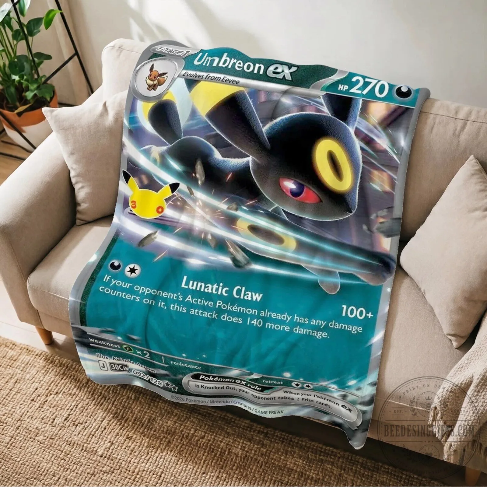 Pokemon Umbreon EX Trading Card Game Fleece Blanket 1 Pokemon Umbreon EX Trading Card Game Fleece Blanket
