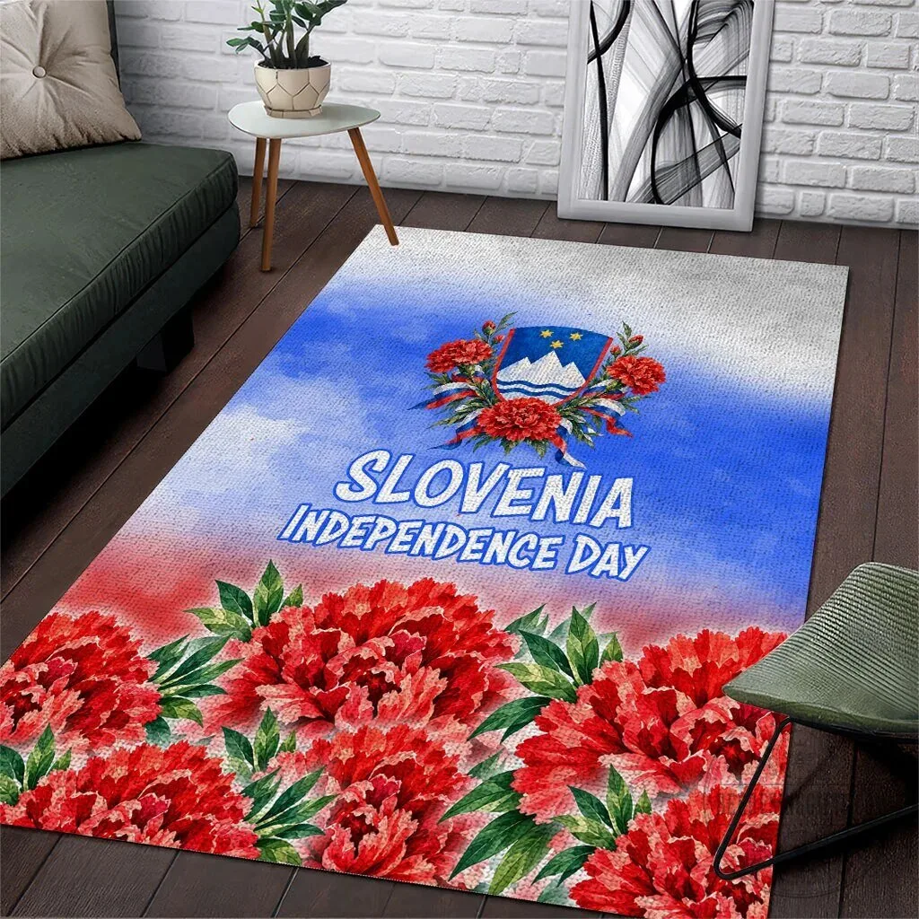 Slovenia Independence Day Lipizzan Horse Red Carnation Emblem Area Rug 7 Slovenia Independence Day Lipizzan Horse Red Carnation Emblem Area Rug
