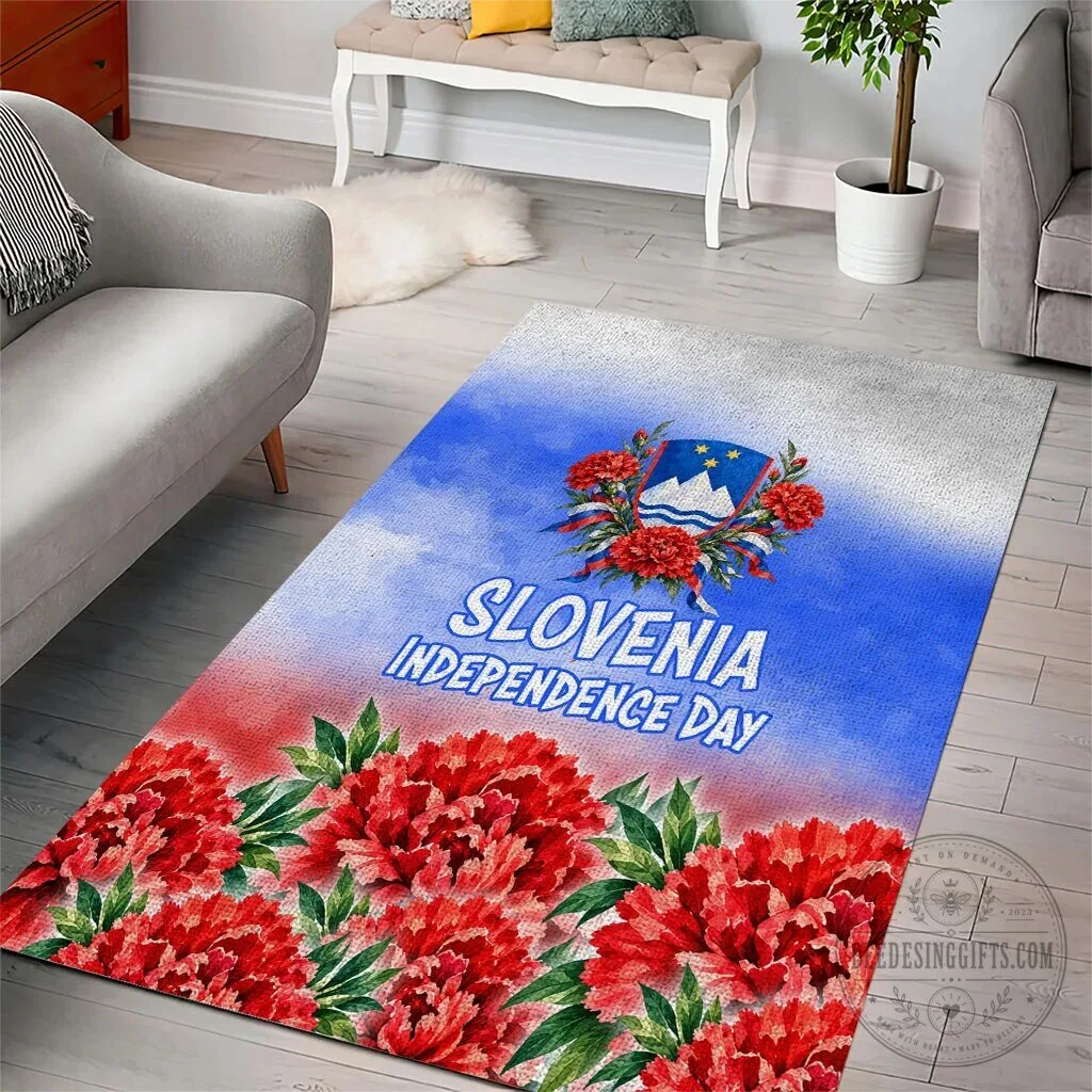 Slovenia Independence Day Lipizzan Horse Red Carnation Emblem Area Rug 8 Slovenia Independence Day Lipizzan Horse Red Carnation Emblem Area Rug