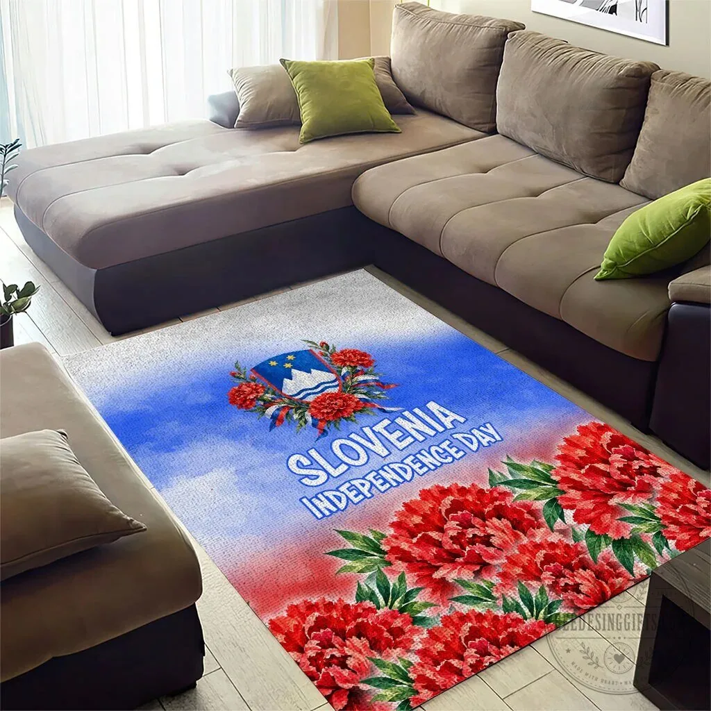 Slovenia Independence Day Lipizzan Horse Red Carnation Emblem Area Rug 9 Slovenia Independence Day Lipizzan Horse Red Carnation Emblem Area Rug