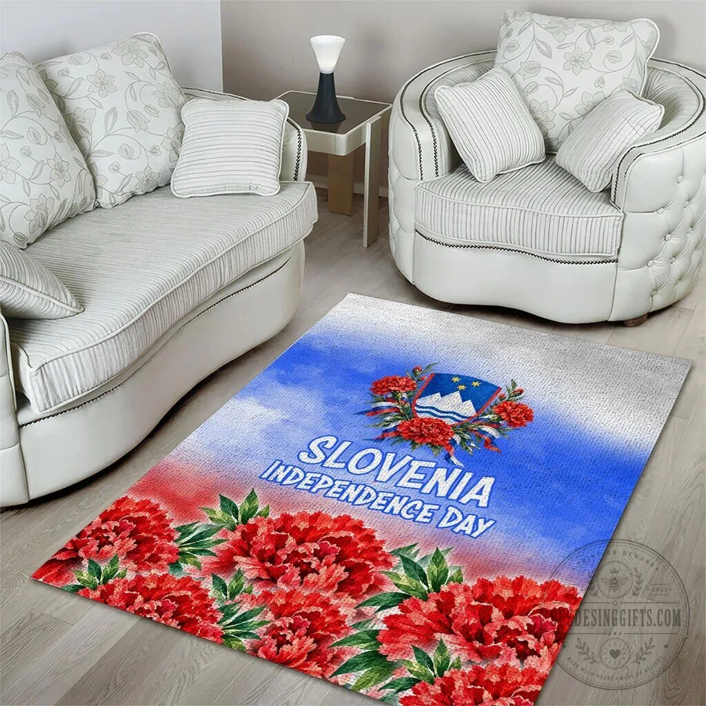 Slovenia Independence Day Lipizzan Horse Red Carnation Emblem Area Rug 10 Slovenia Independence Day Lipizzan Horse Red Carnation Emblem Area Rug