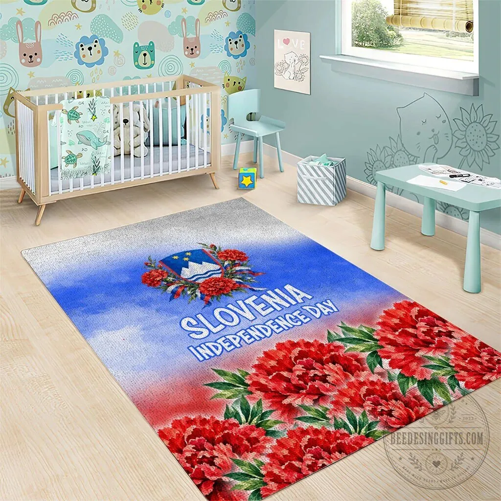 Slovenia Independence Day Lipizzan Horse Red Carnation Emblem Area Rug 11 Slovenia Independence Day Lipizzan Horse Red Carnation Emblem Area Rug