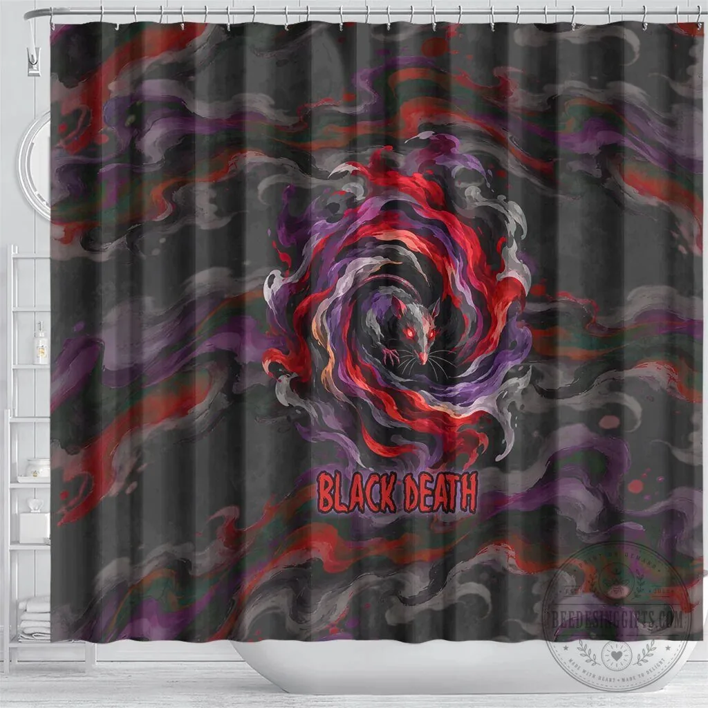Black Death Plague Doctor Rat Horror Gothic Fantasy Shower Curtain 8 Black Death Plague Doctor Rat Horror Gothic Fantasy Shower Curtain