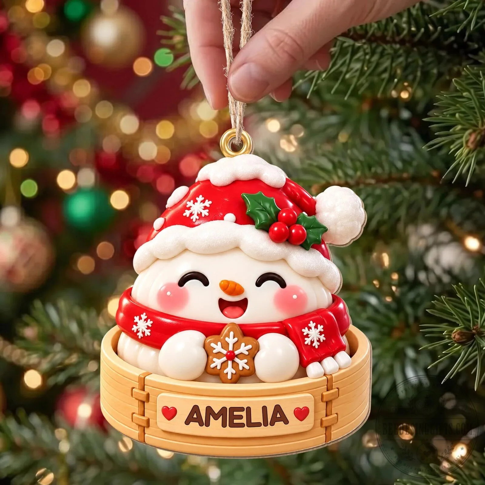 Personalized Snowman Dumpling Christmas Ornament with Name, Cute Winter Holiday Decor 17 Personalized Snowman Dumpling Christmas Ornament with Name, Cute Winter Holiday Decor