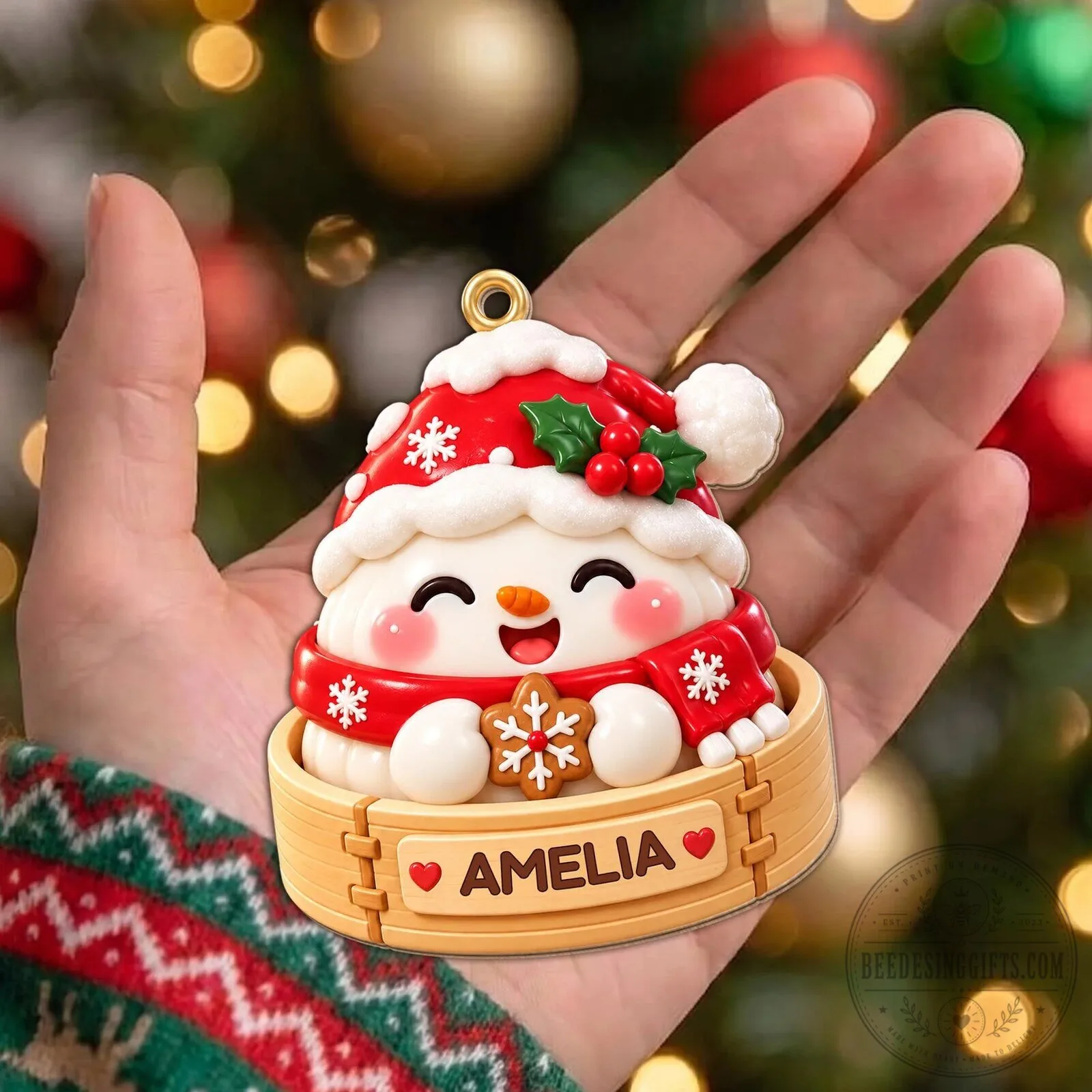 Personalized Snowman Dumpling Christmas Ornament with Name, Cute Winter Holiday Decor 18 Personalized Snowman Dumpling Christmas Ornament with Name, Cute Winter Holiday Decor
