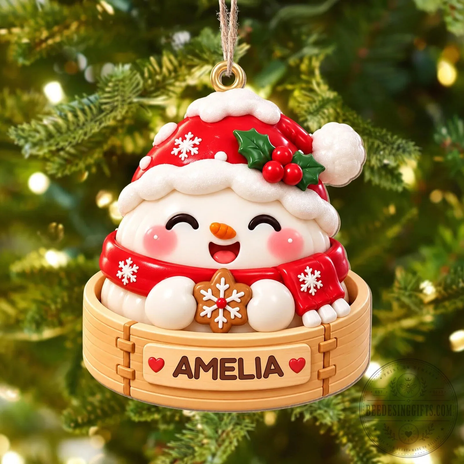 Personalized Snowman Dumpling Christmas Ornament with Name, Cute Winter Holiday Decor 19 Personalized Snowman Dumpling Christmas Ornament with Name, Cute Winter Holiday Decor