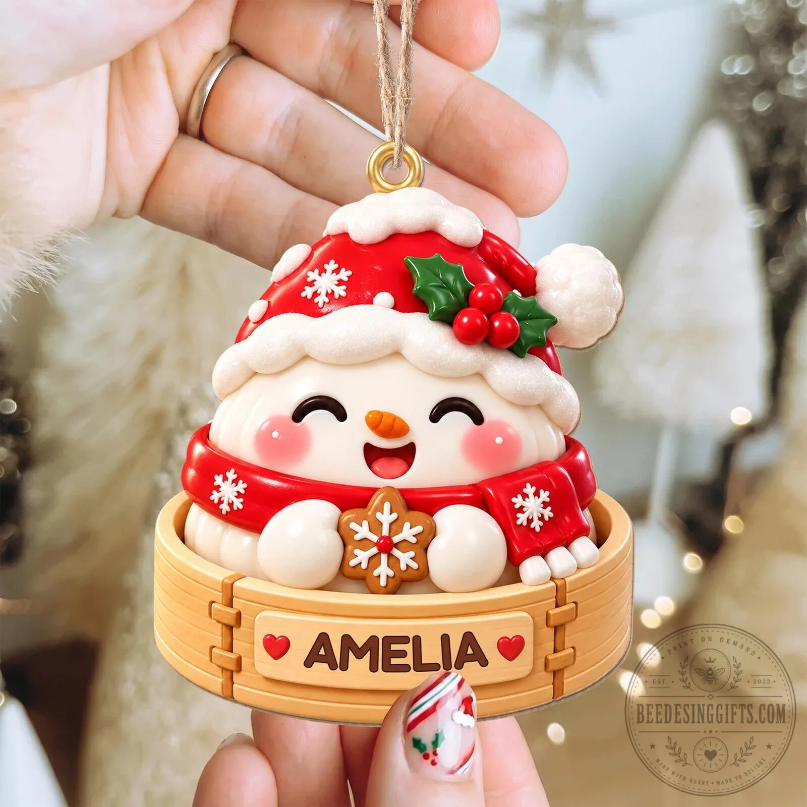 Personalized Snowman Dumpling Christmas Ornament with Name, Cute Winter Holiday Decor 21 Personalized Snowman Dumpling Christmas Ornament with Name, Cute Winter Holiday Decor