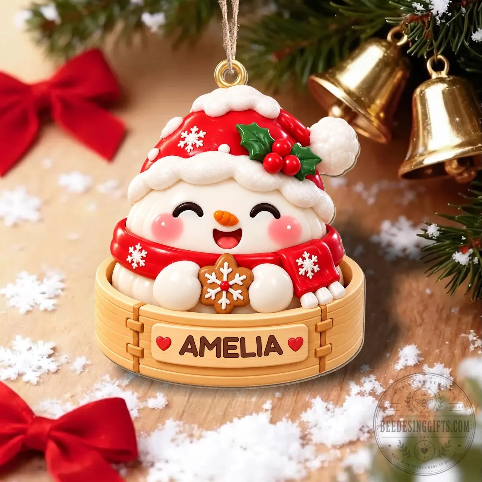 Personalized Snowman Dumpling Christmas Ornament with Name, Cute Winter Holiday Decor 22 Personalized Snowman Dumpling Christmas Ornament with Name, Cute Winter Holiday Decor