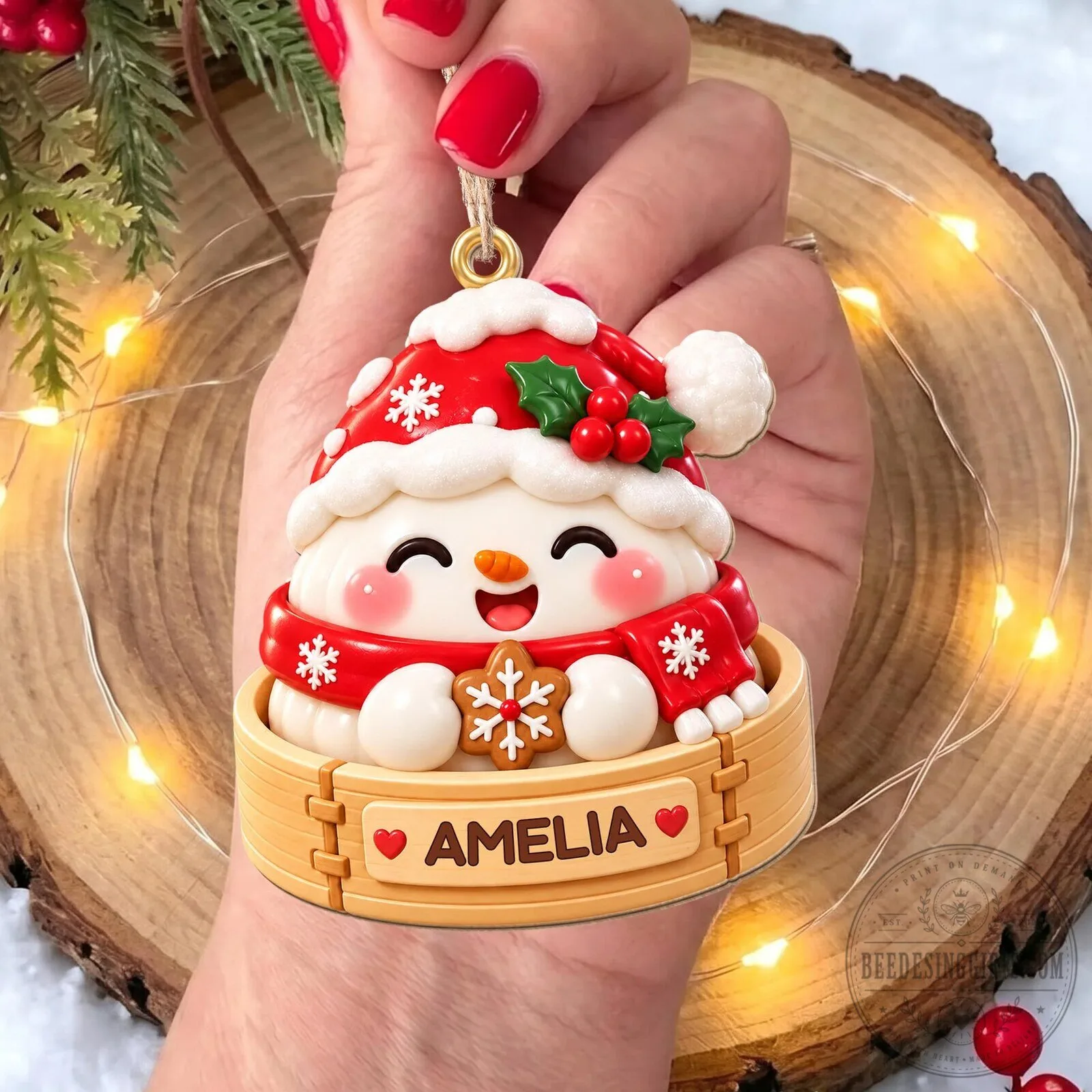 Personalized Snowman Dumpling Christmas Ornament with Name, Cute Winter Holiday Decor 24 Personalized Snowman Dumpling Christmas Ornament with Name, Cute Winter Holiday Decor