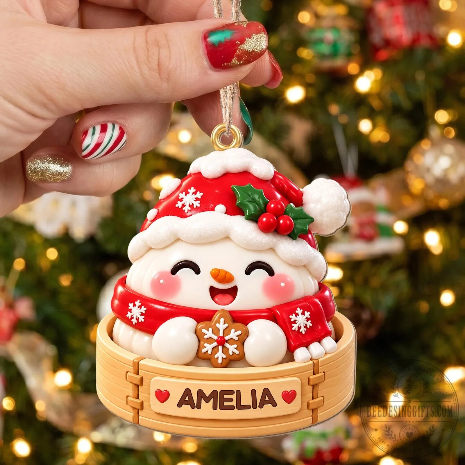 Personalized Snowman Dumpling Christmas Ornament with Name, Cute Winter Holiday Decor 25 Personalized Snowman Dumpling Christmas Ornament with Name, Cute Winter Holiday Decor