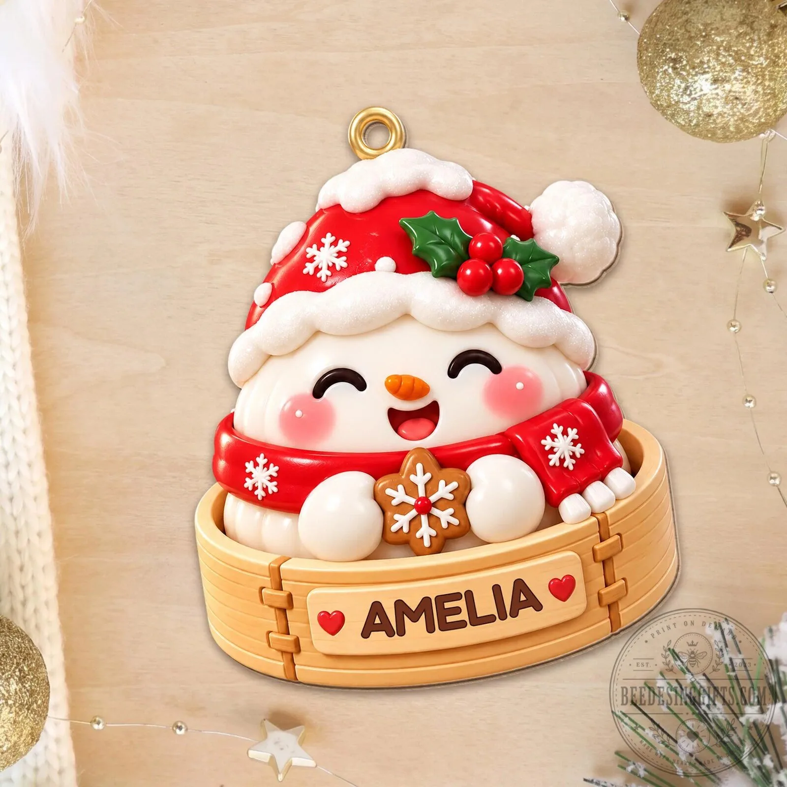 Personalized Snowman Dumpling Christmas Ornament with Name, Cute Winter Holiday Decor 26 Personalized Snowman Dumpling Christmas Ornament with Name, Cute Winter Holiday Decor