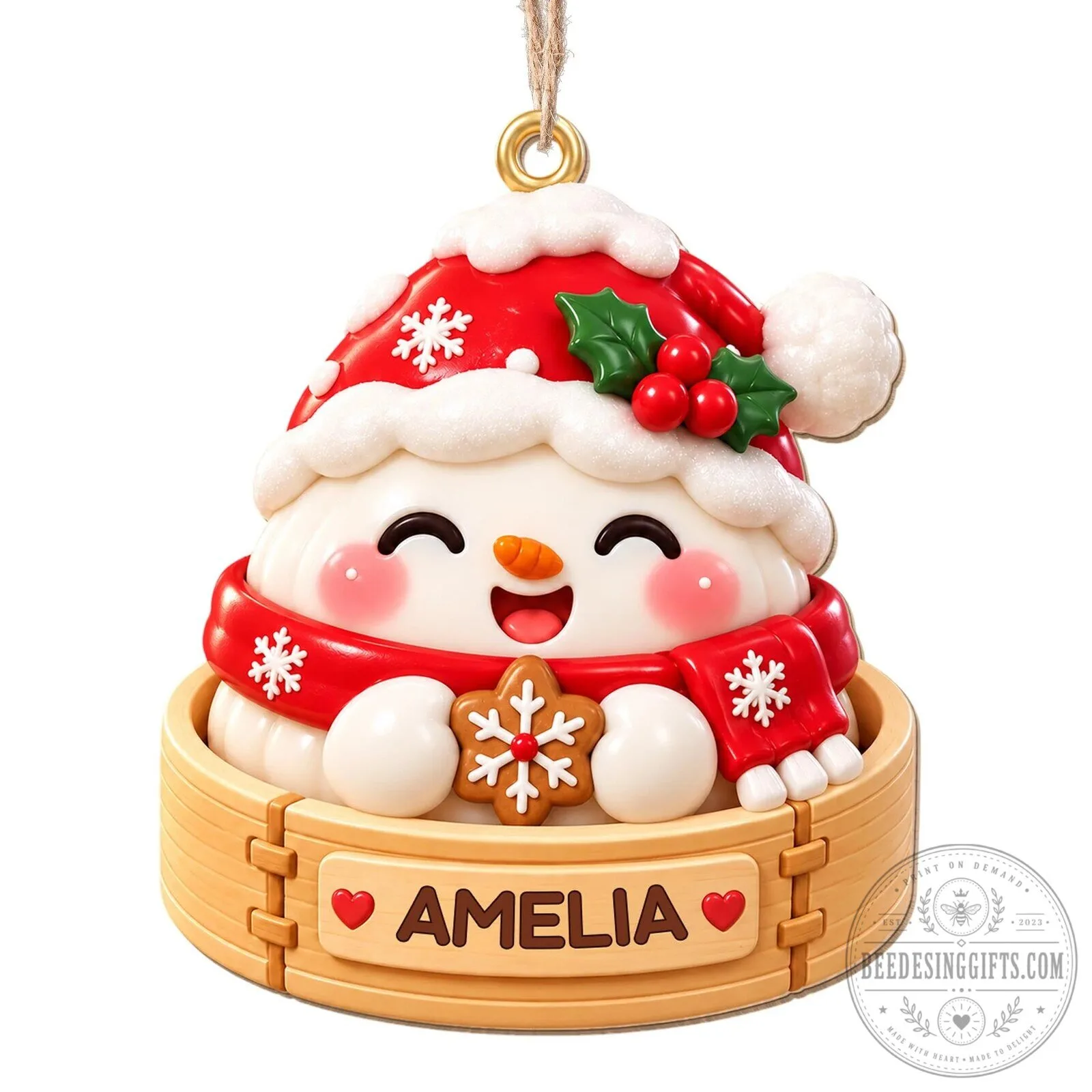 Personalized Snowman Dumpling Christmas Ornament with Name, Cute Winter Holiday Decor 27 Personalized Snowman Dumpling Christmas Ornament with Name, Cute Winter Holiday Decor