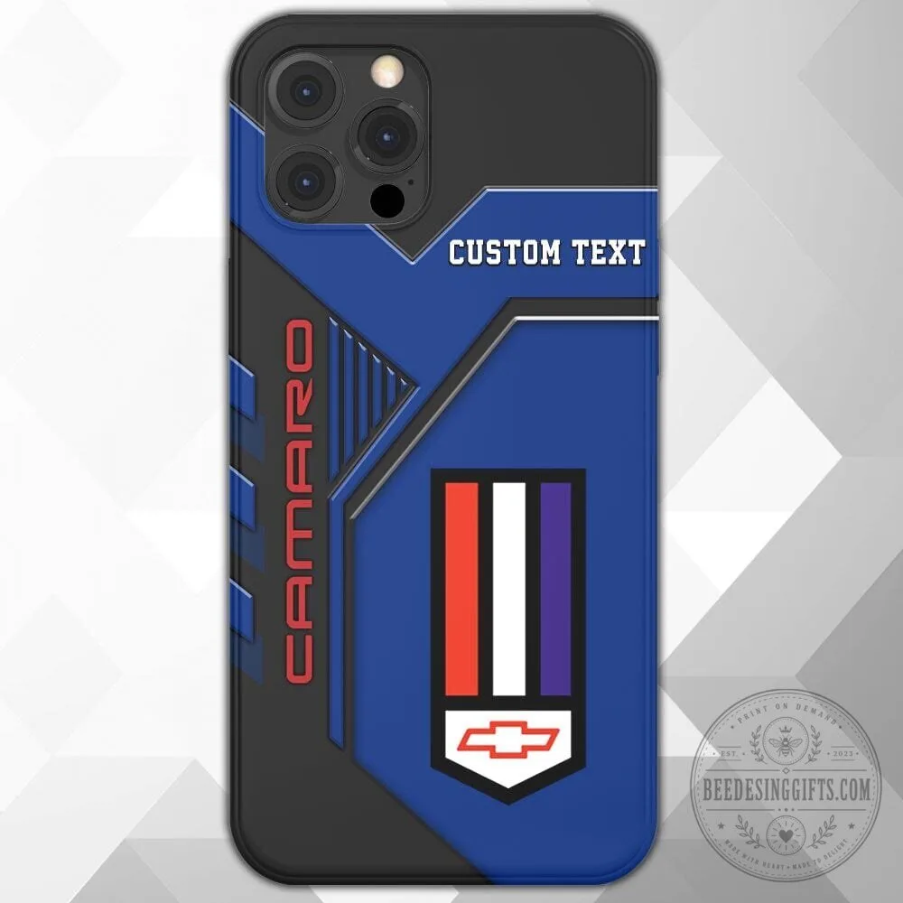 Chevrolet Camaro Custom Name Blue Black Geometric Design Phone Case