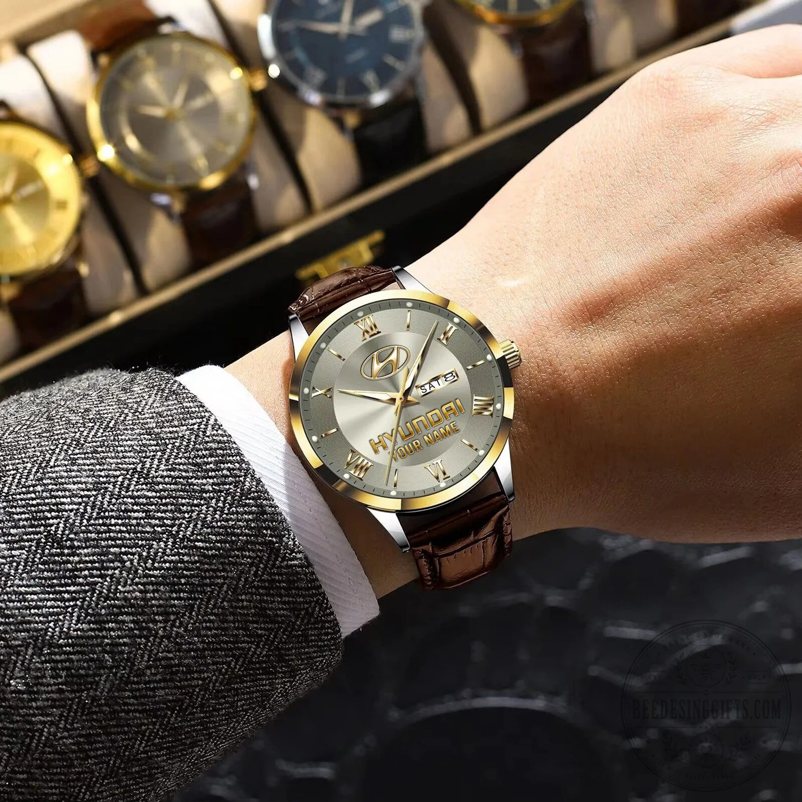 Hyundai Custom Name Elegant Fashion Design Leather Strap Men's Watch 16 Hyundai Custom Name Elegant Fashion Design Leather Strap Men