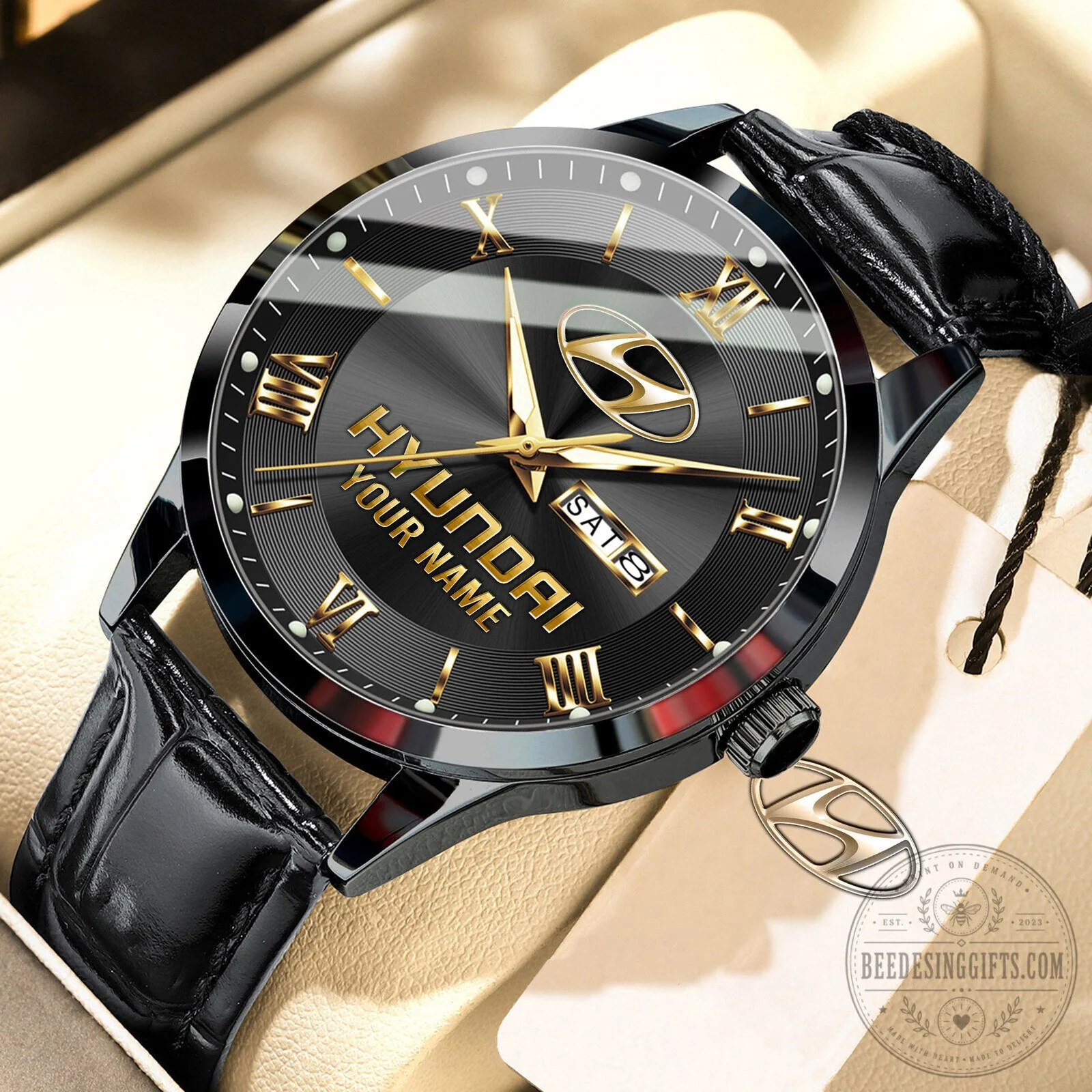 Hyundai Custom Name Elegant Fashion Design Leather Strap Men's Watch 17 Hyundai Custom Name Elegant Fashion Design Leather Strap Men