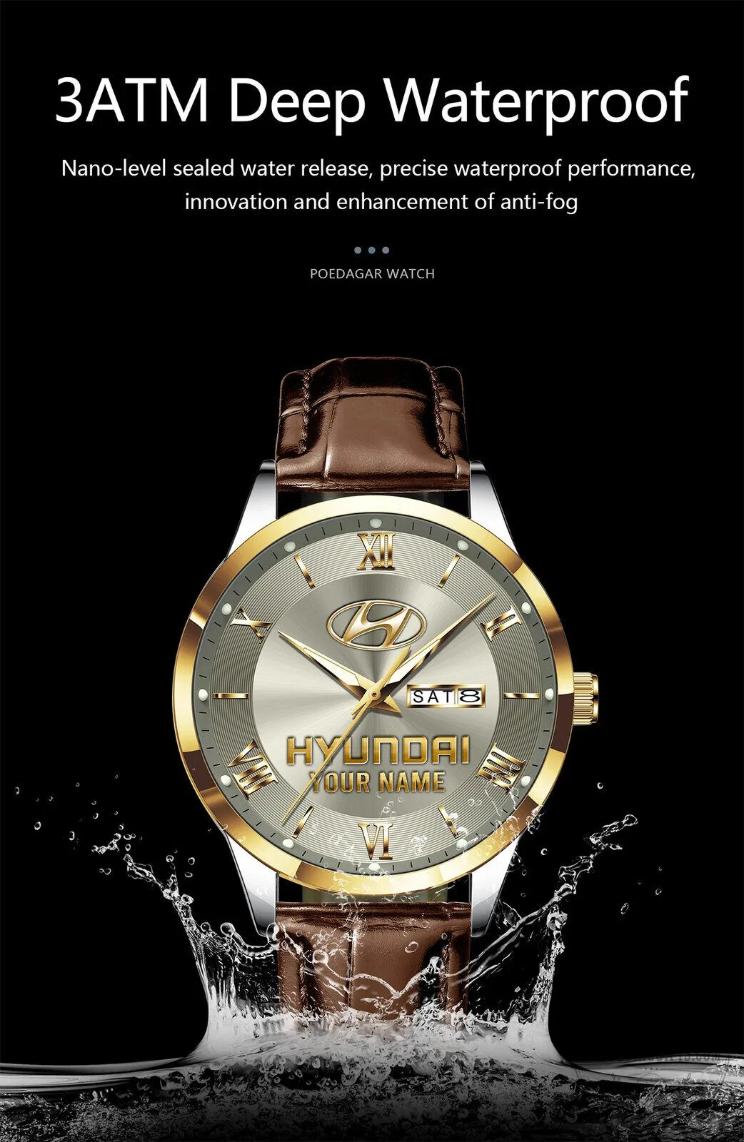 Hyundai Custom Name Elegant Fashion Design Leather Strap Men's Watch 18 Hyundai Custom Name Elegant Fashion Design Leather Strap Men
