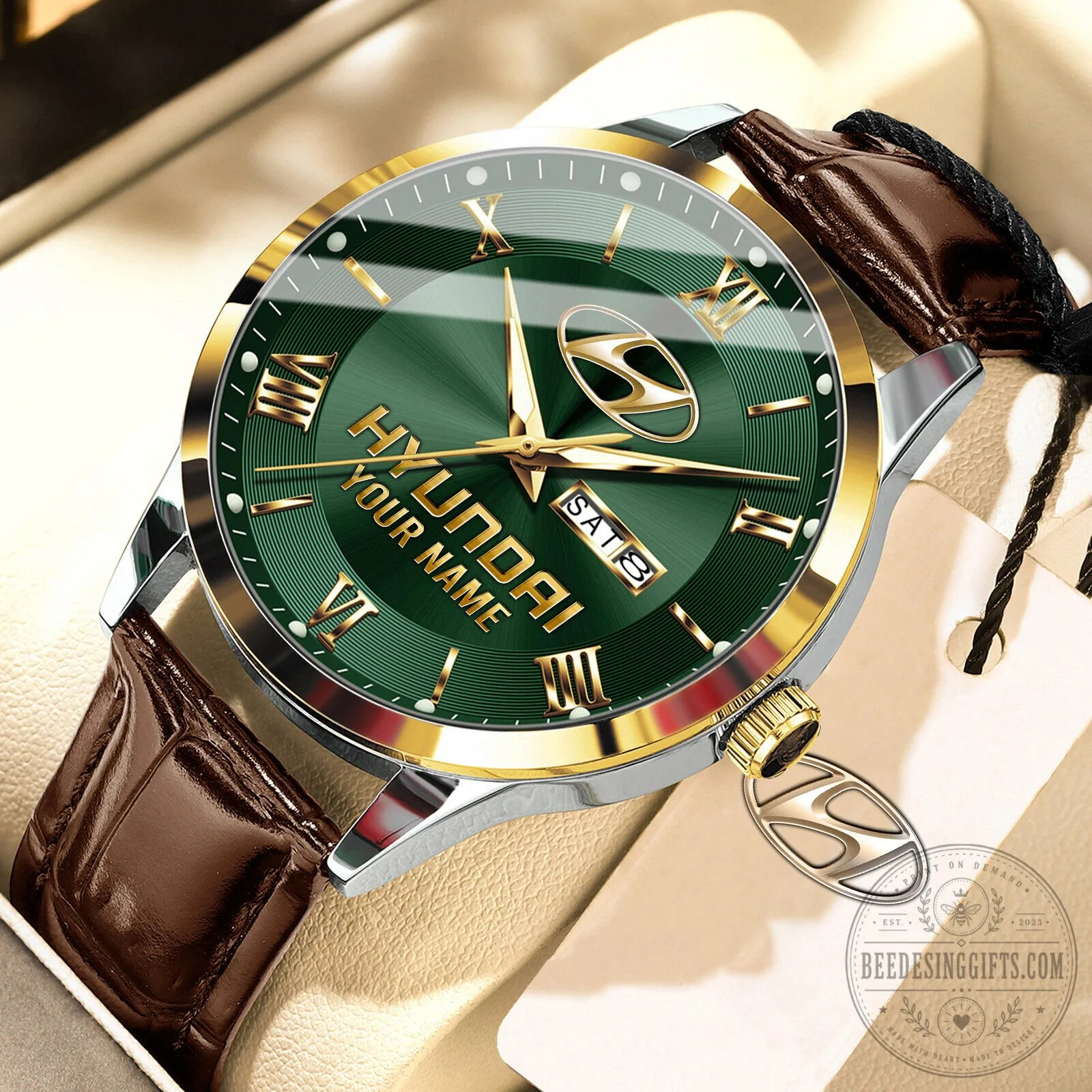 Hyundai Custom Name Elegant Fashion Design Leather Strap Men's Watch 19 Hyundai Custom Name Elegant Fashion Design Leather Strap Men