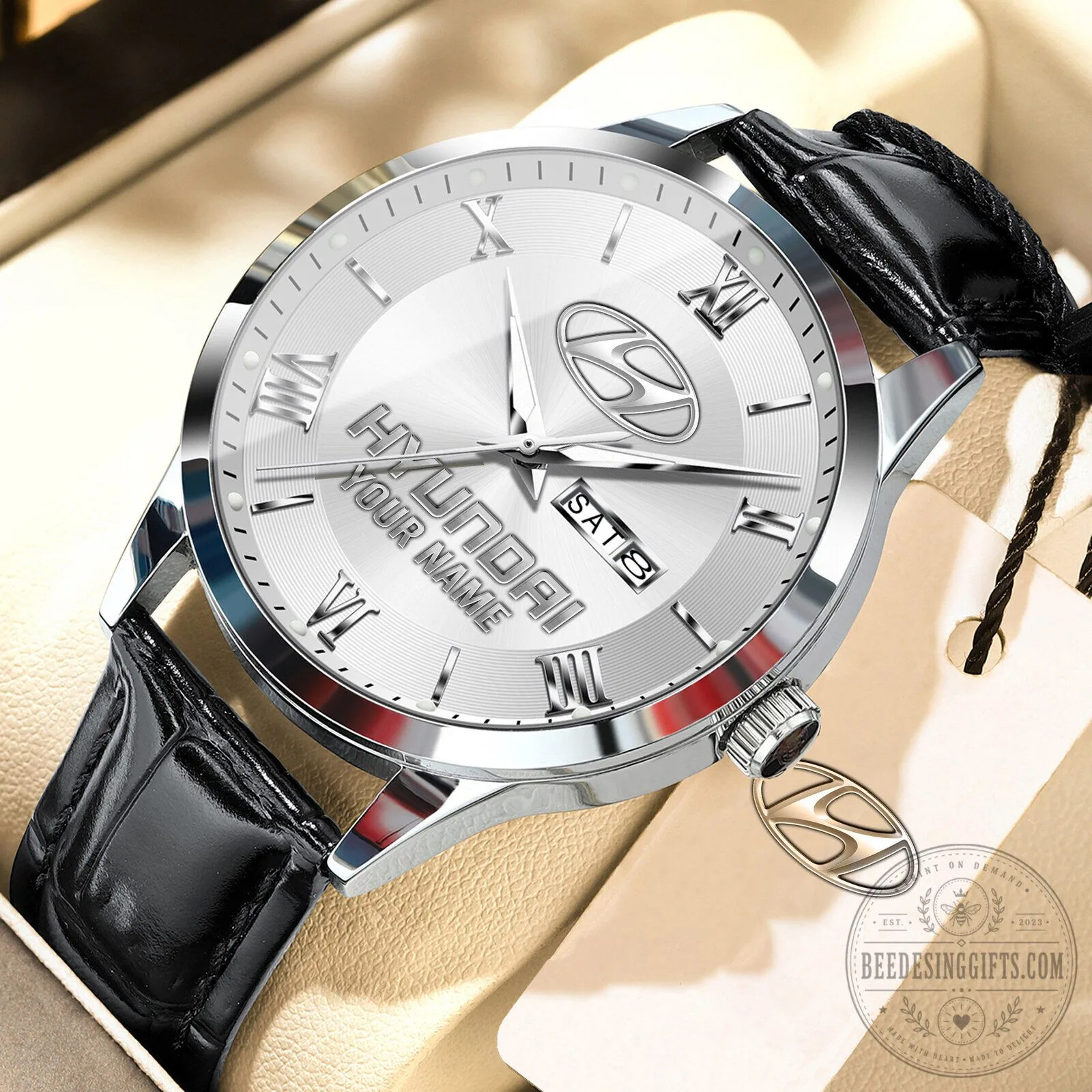 Hyundai Custom Name Elegant Fashion Design Leather Strap Men's Watch 23 Hyundai Custom Name Elegant Fashion Design Leather Strap Men