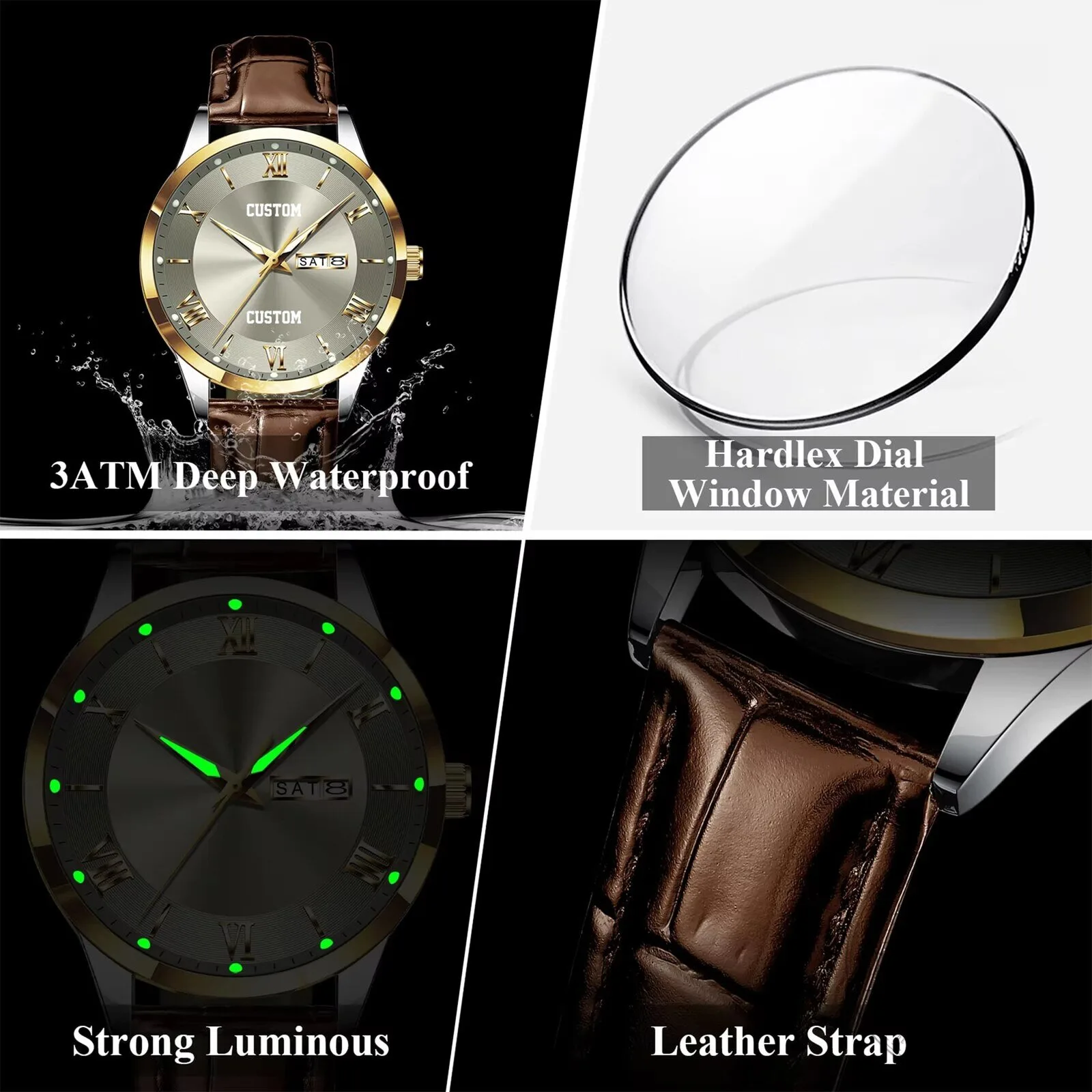 Hyundai Custom Name Elegant Fashion Design Leather Strap Men's Watch 24 Hyundai Custom Name Elegant Fashion Design Leather Strap Men