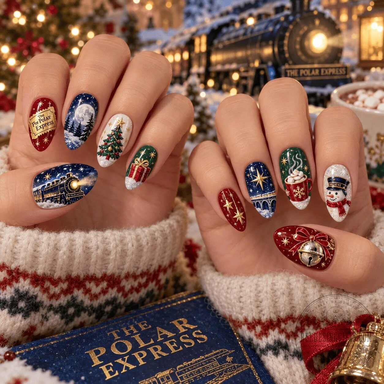 The Polar Express Snowy Train Christmas Movie Press On Nails Set 1 The Polar Express Snowy Train Christmas Movie Press On Nails Set