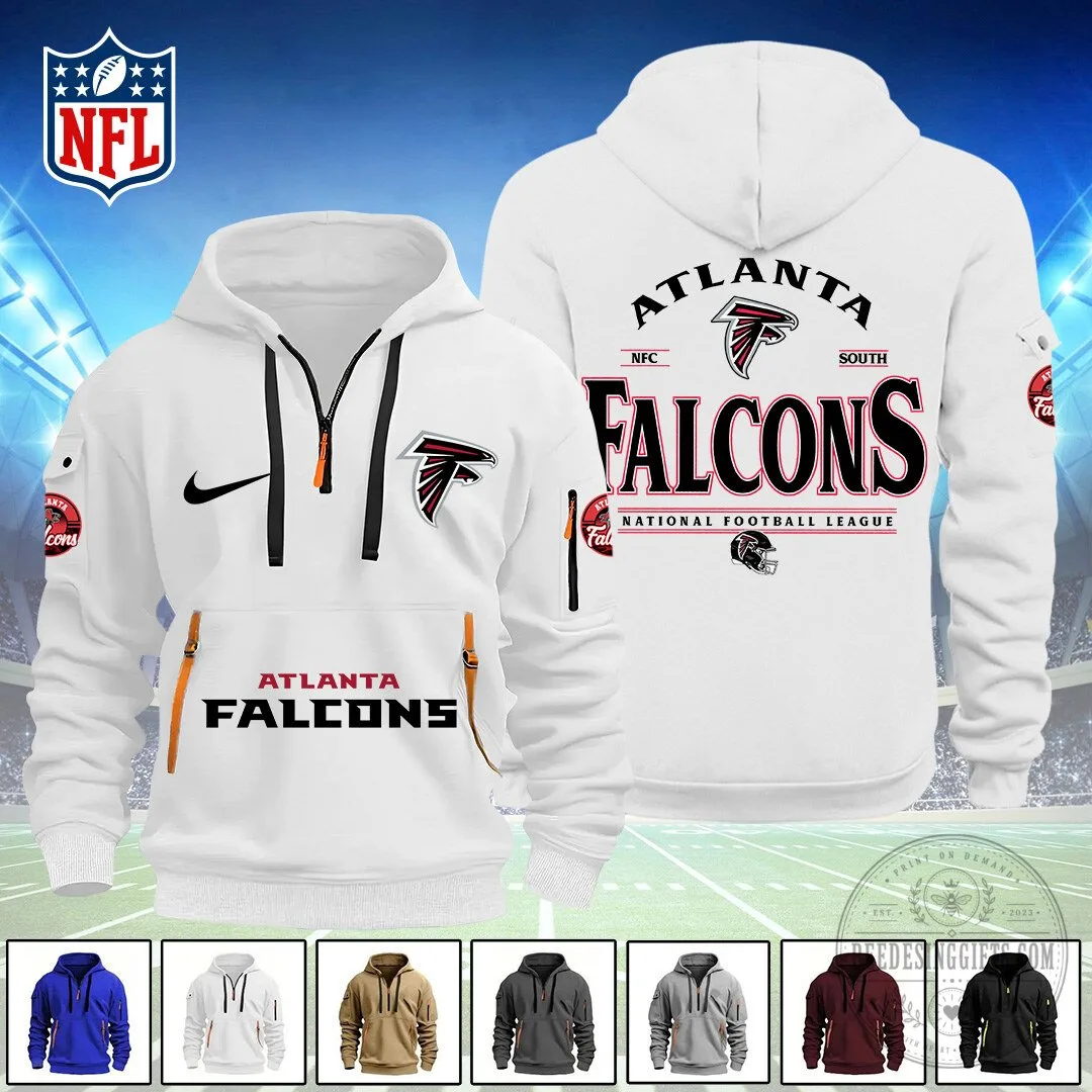 Atlanta Falcons National Football League White Quarter Zip Hoodie 5 Atlanta Falcons National Football League White Quarter Zip Hoodie