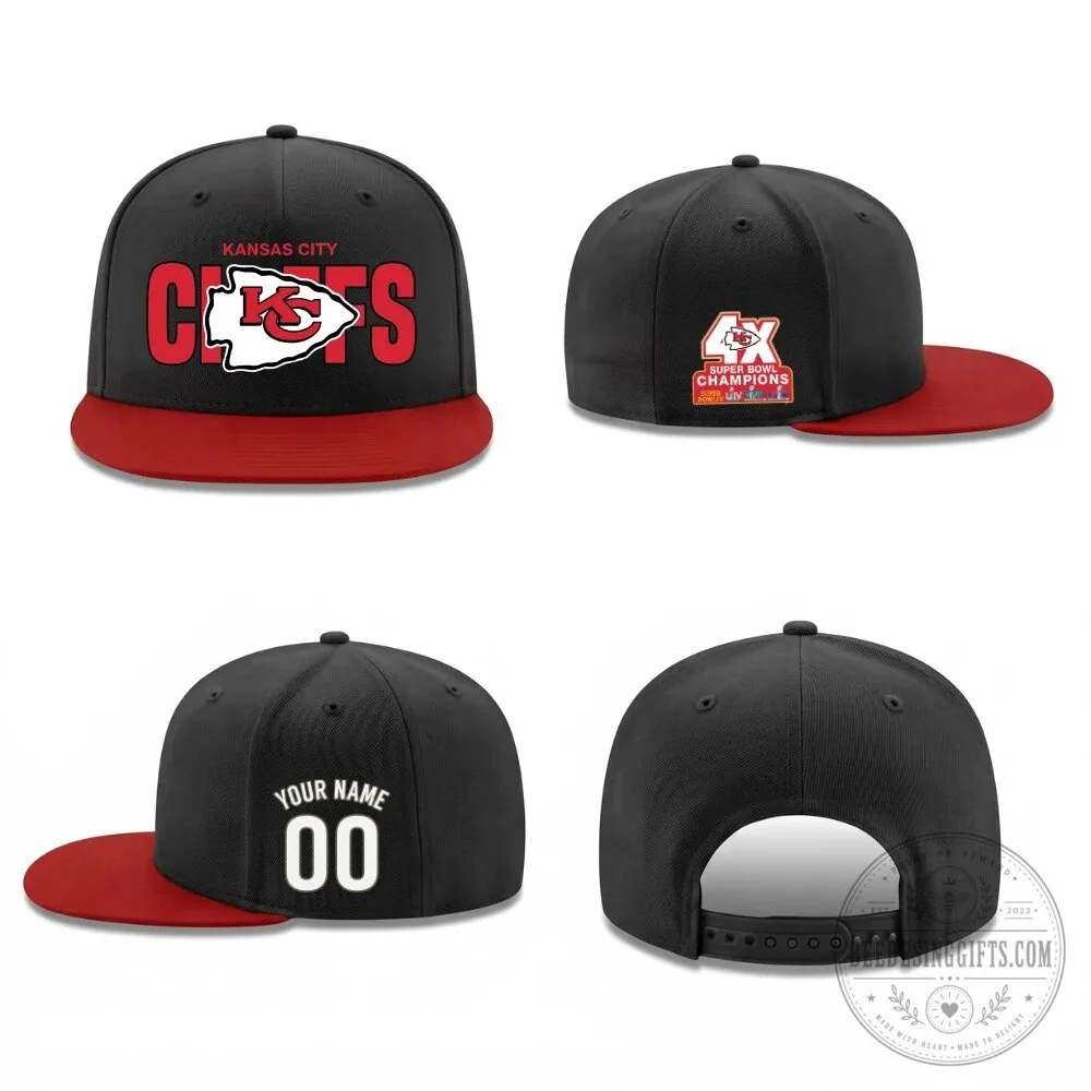 Kansas City Chiefs Super Bowl Champions Personalized Snapback Cap Hat