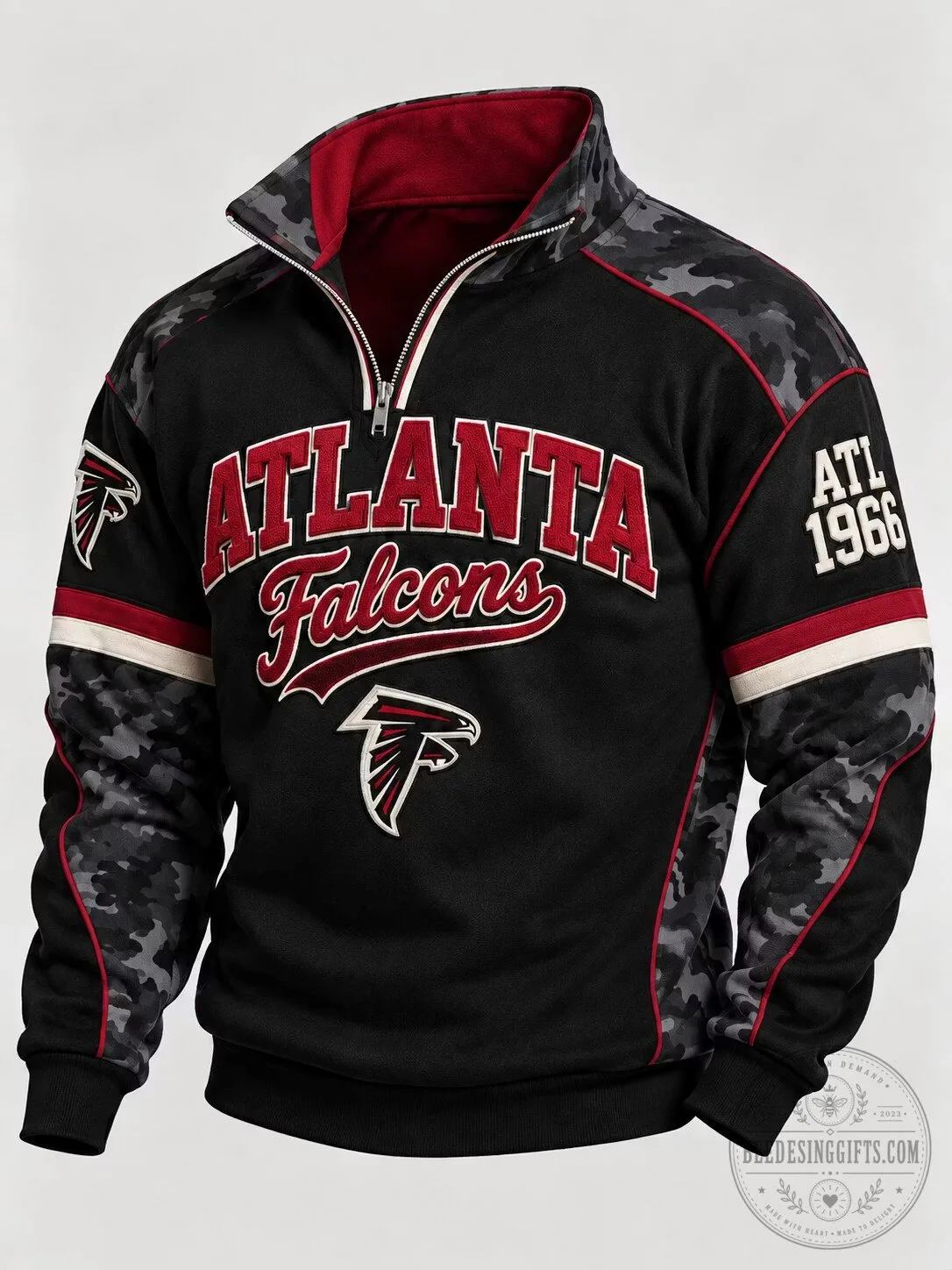 Atlanta Falcons Quarter Zip Camouflage Panel Long Sleeve Sweatshirt 1 Atlanta Falcons Quarter Zip Camouflage Panel Long Sleeve Sweatshirt