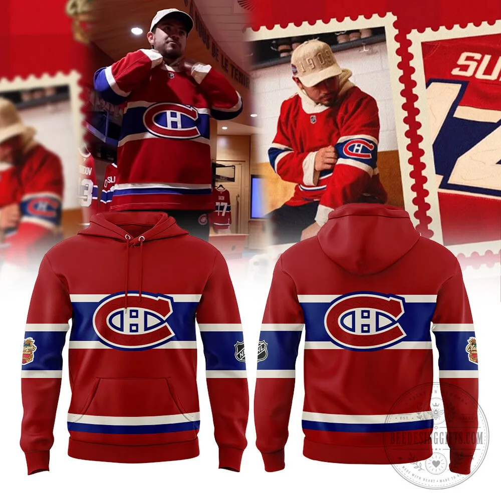 Montreal Canadiens Heritage Classic Red and Blue Striped Hoodie