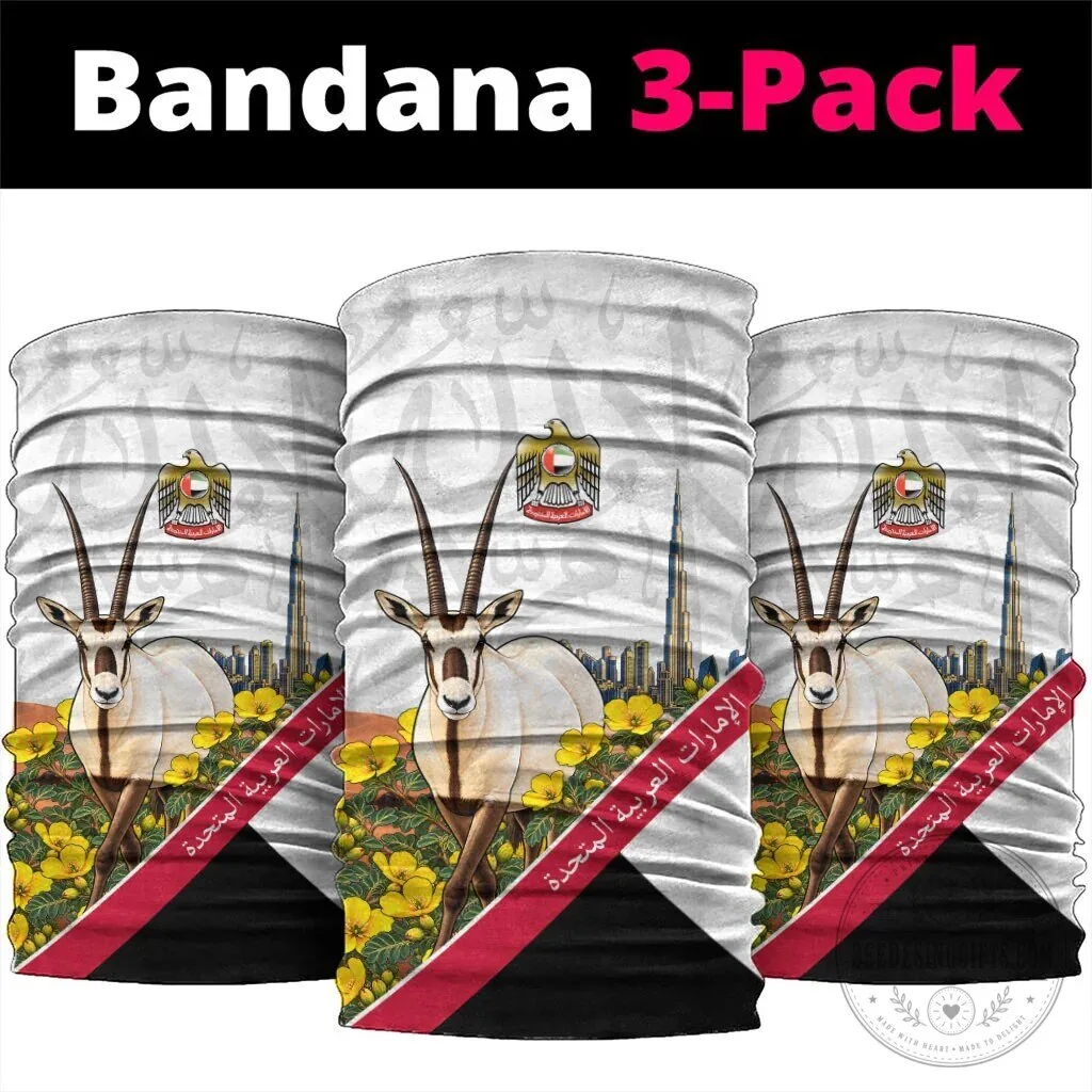 United Arab Emirates National Day Arabian Oryx Neck Gaiter Bandana 3-Pack 6 United Arab Emirates National Day Arabian Oryx Neck Gaiter Bandana 3-Pack