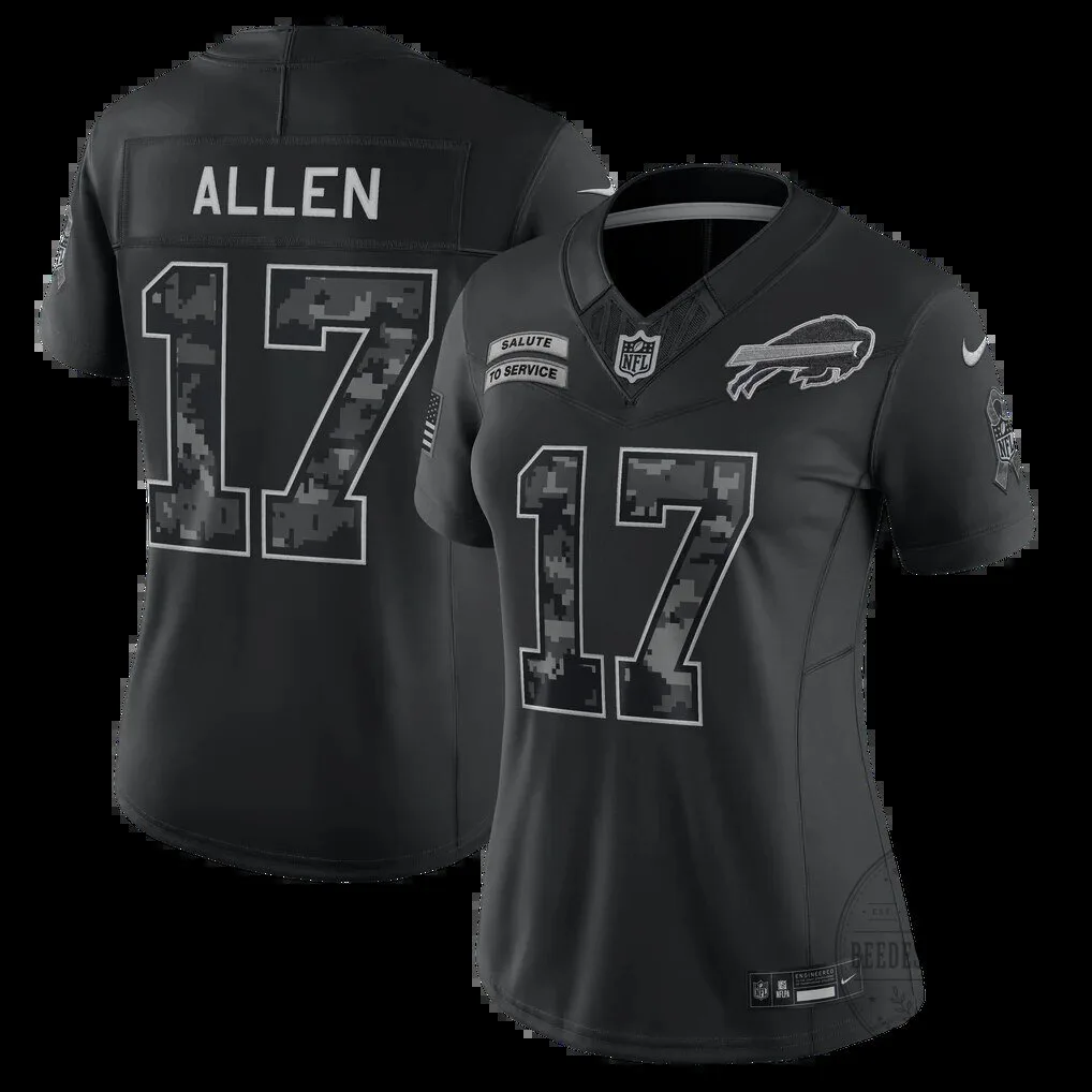 Josh Allen Black Football Jersey for Buffalo Bills - Salute to Service Edition 1 Josh Allen Black Football Jersey for Buffalo Bills - Salute to Service Edition