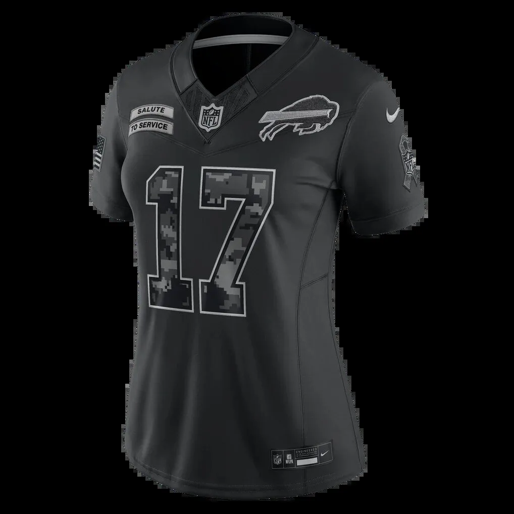 Josh Allen Black Football Jersey for Buffalo Bills - Salute to Service Edition 8 Josh Allen Black Football Jersey for Buffalo Bills - Salute to Service Edition