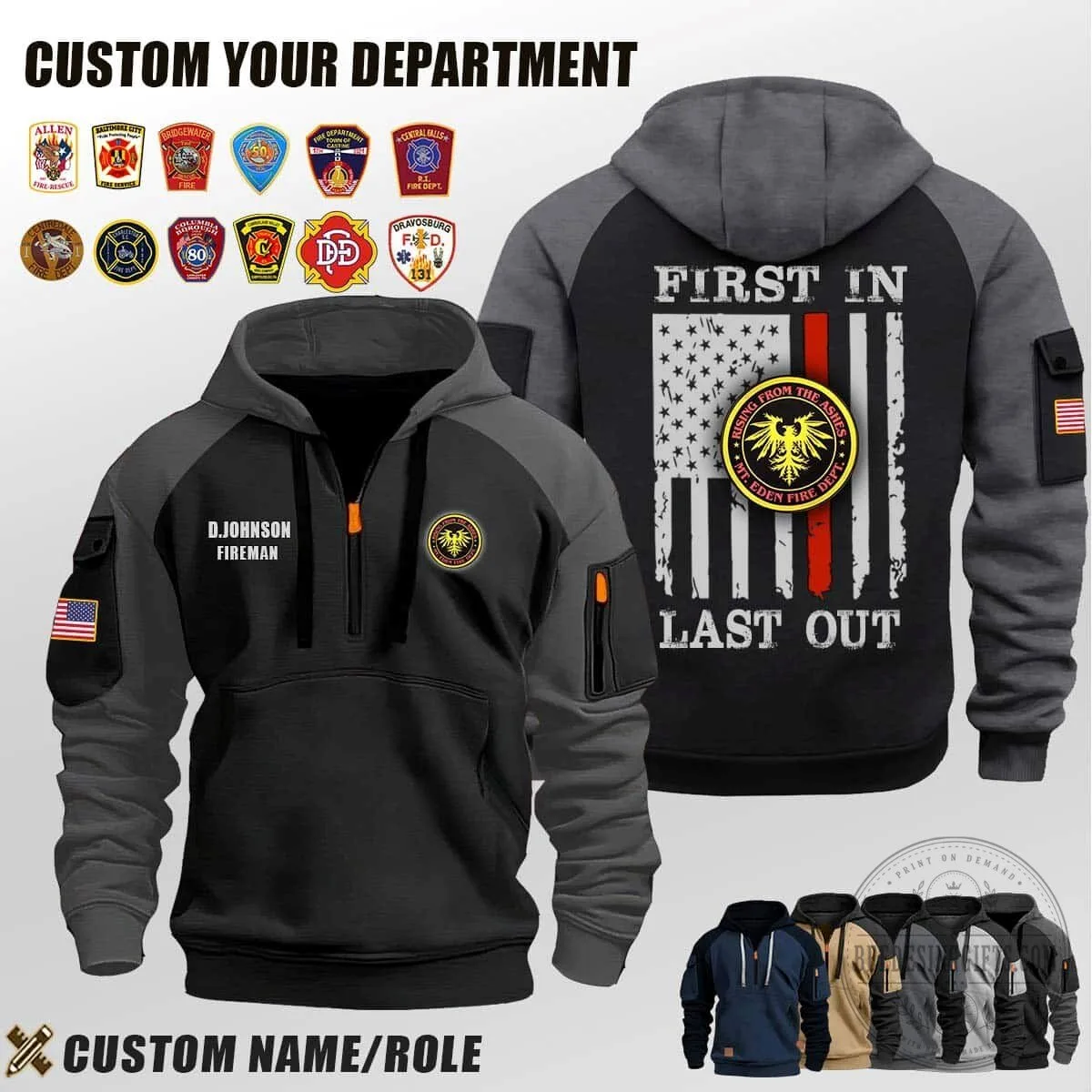 Mount Eden Fire Department First In Last Out Firefighter Hoodie