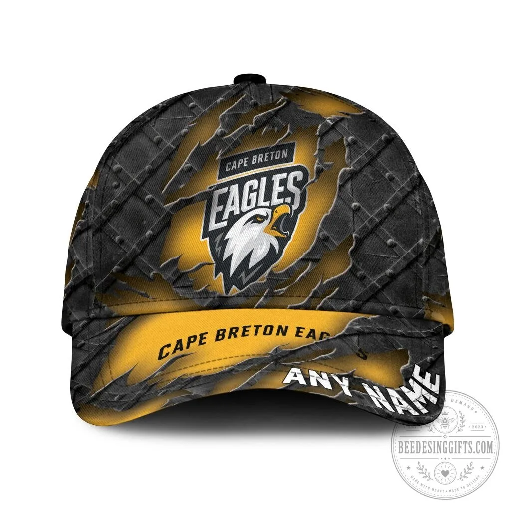 Cape Breton Eagles Hockey Team Personalized Name Black Metal Design Classic Cap Hat 4 Cape Breton Eagles Hockey Team Personalized Name Black Metal Design Classic Cap Hat