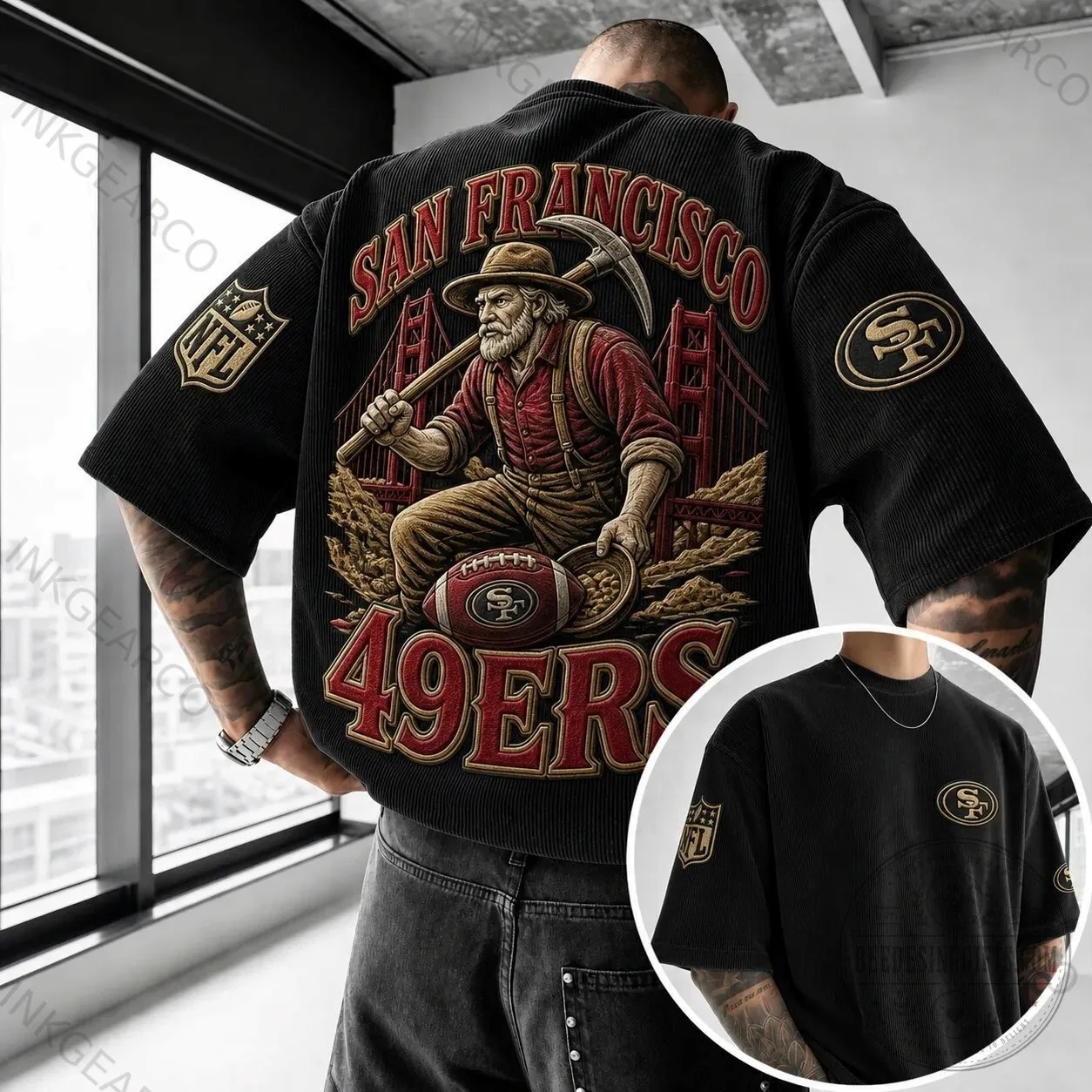 San Francisco 49ers Gold Miner NFL Football Team Black Short-Sleeve T-Shirt