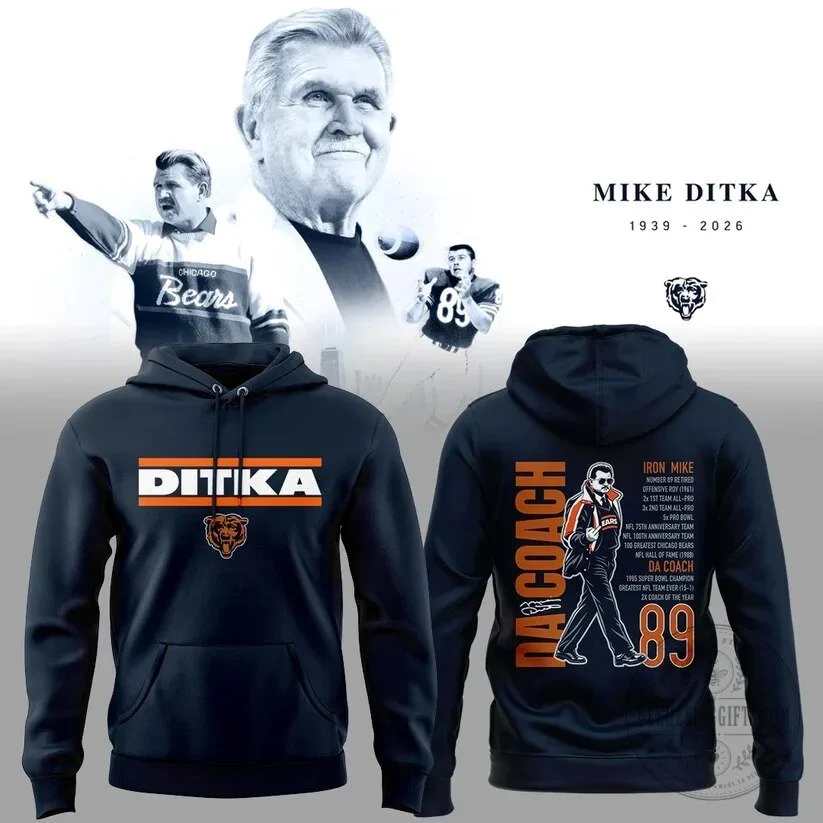 Chicago Bears Legend Hoodie Featuring Mike Ditka, the Football Icon