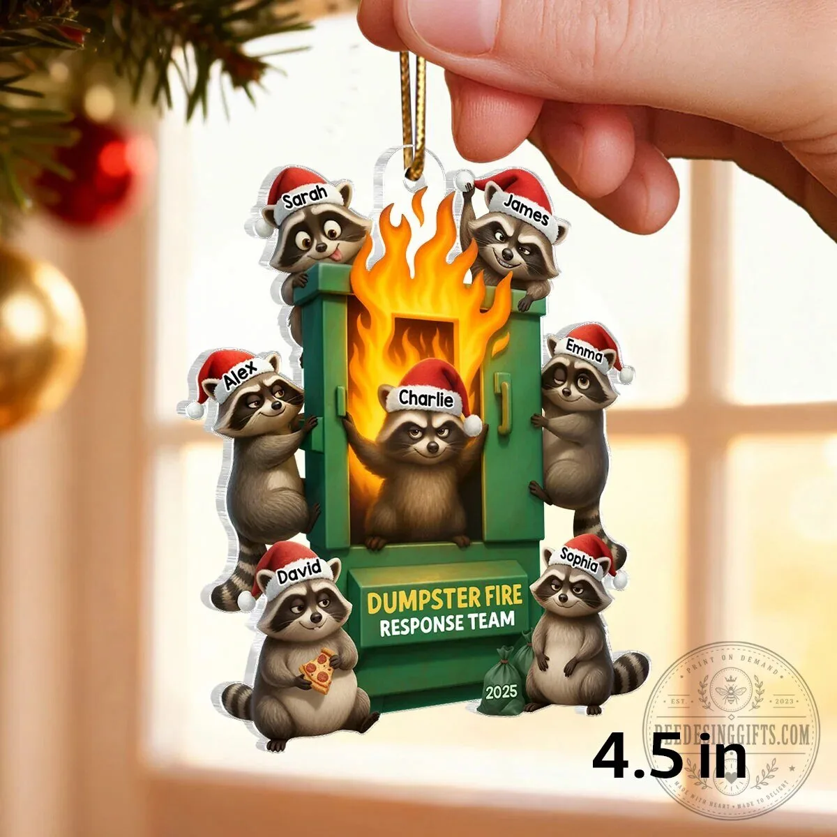 Personalized Raccoon Dumpster Fire Response Team Christmas Tree Ornament 12 Personalized Raccoon Dumpster Fire Response Team Christmas Tree Ornament