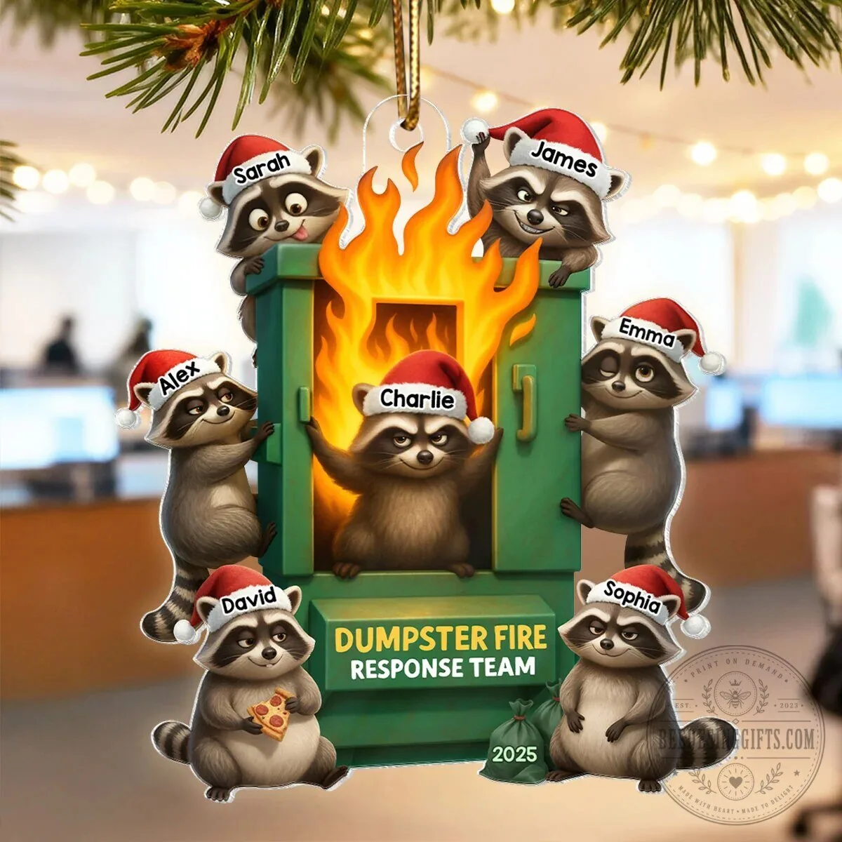 Personalized Raccoon Dumpster Fire Response Team Christmas Tree Ornament 14 Personalized Raccoon Dumpster Fire Response Team Christmas Tree Ornament