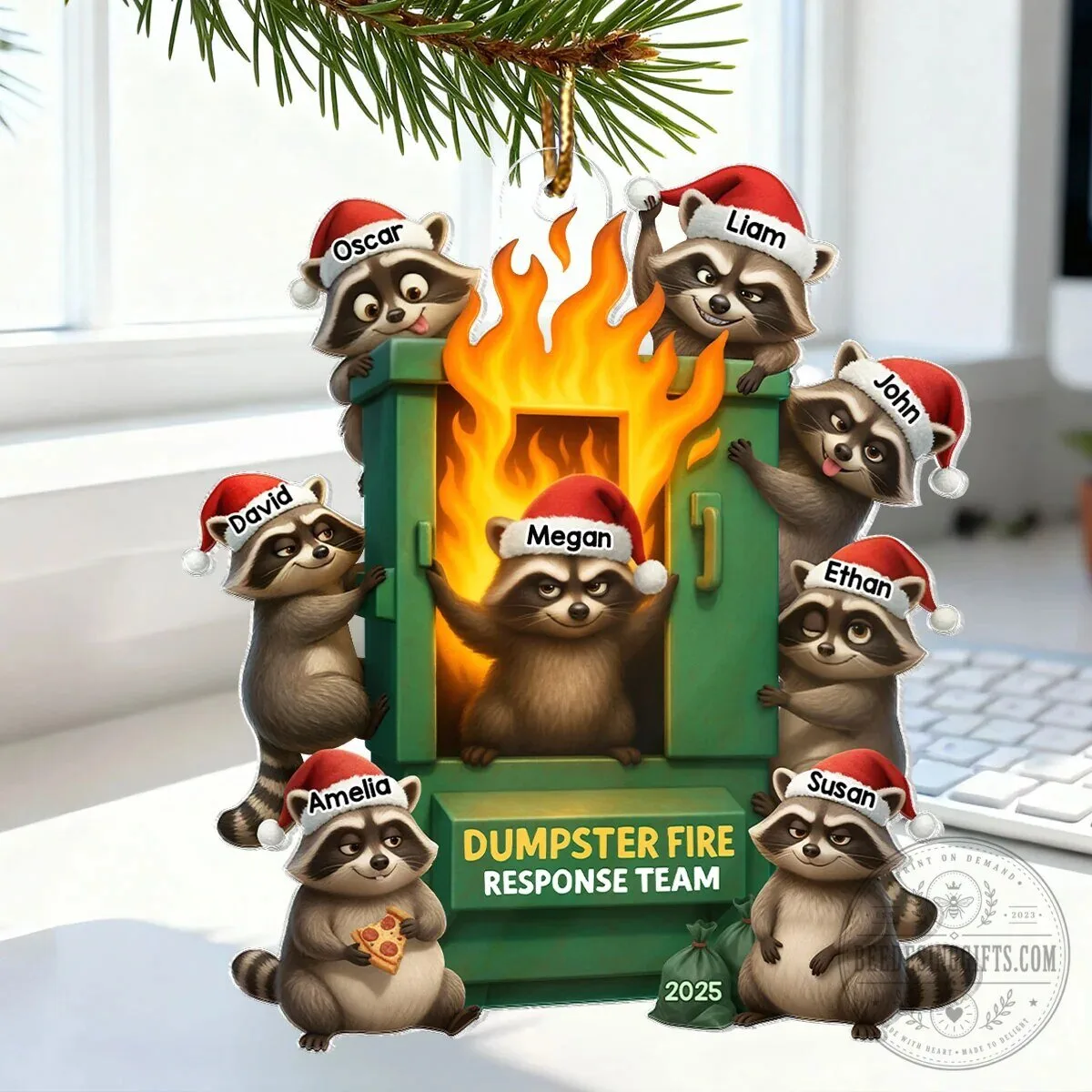 Personalized Raccoon Dumpster Fire Response Team Christmas Tree Ornament 15 Personalized Raccoon Dumpster Fire Response Team Christmas Tree Ornament