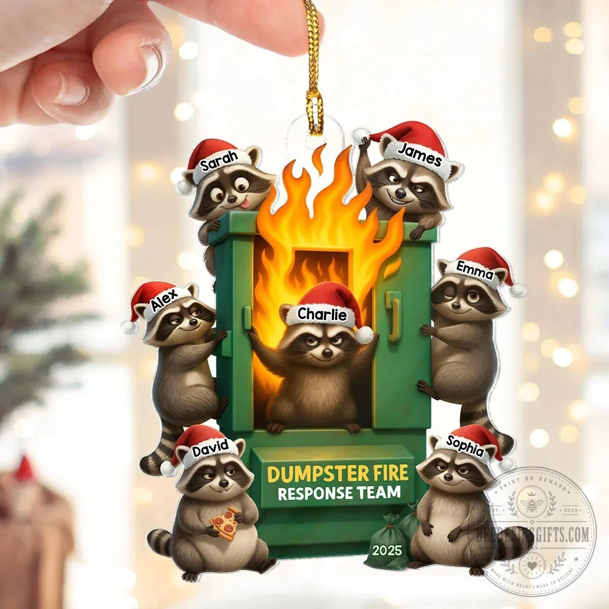 Personalized Raccoon Dumpster Fire Response Team Christmas Tree Ornament 16 Personalized Raccoon Dumpster Fire Response Team Christmas Tree Ornament
