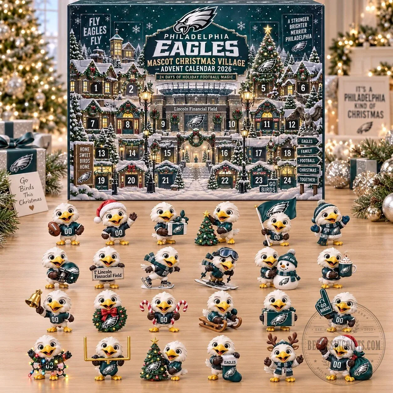 Philadelphia Eagles Mascot Christmas Village Advent Calendar with 24 Gifts