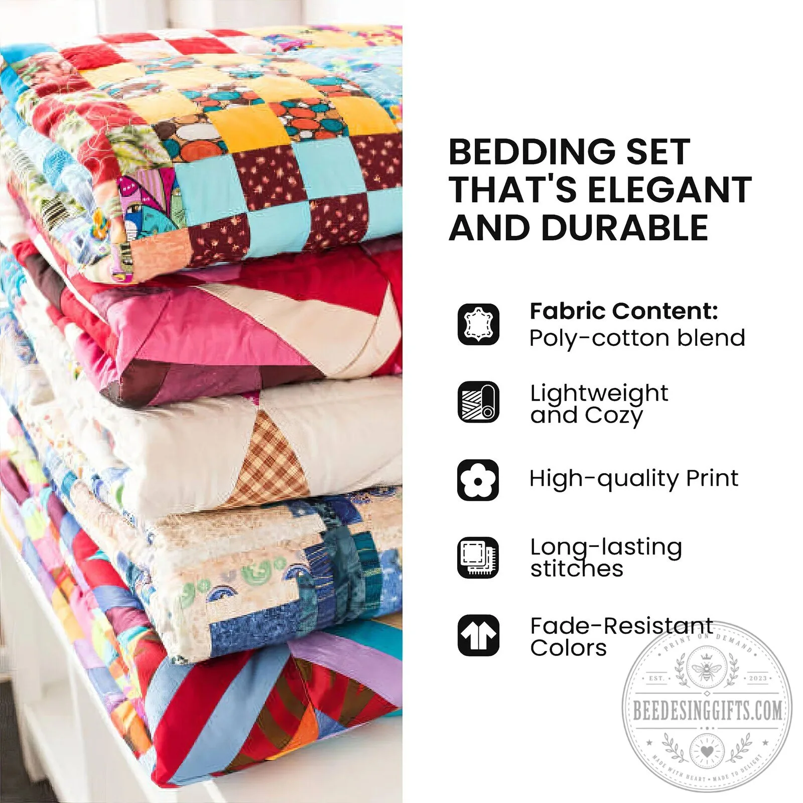 Floral Paw Print Quilted Bedding Set with Pillow Shams 9 Floral Paw Print Quilted Bedding Set with Pillow Shams