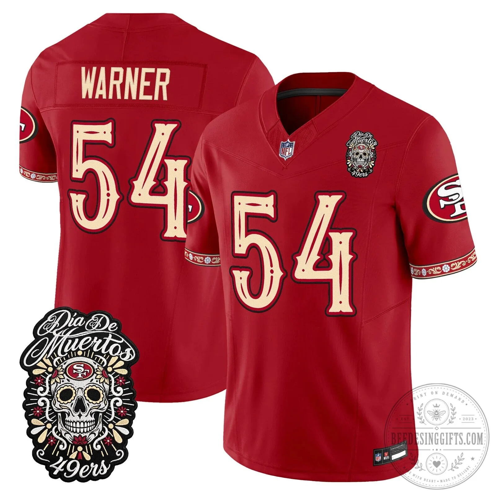 Dia de los Muertos Football Jersey for Fred Warner of the San Francisco 49ers